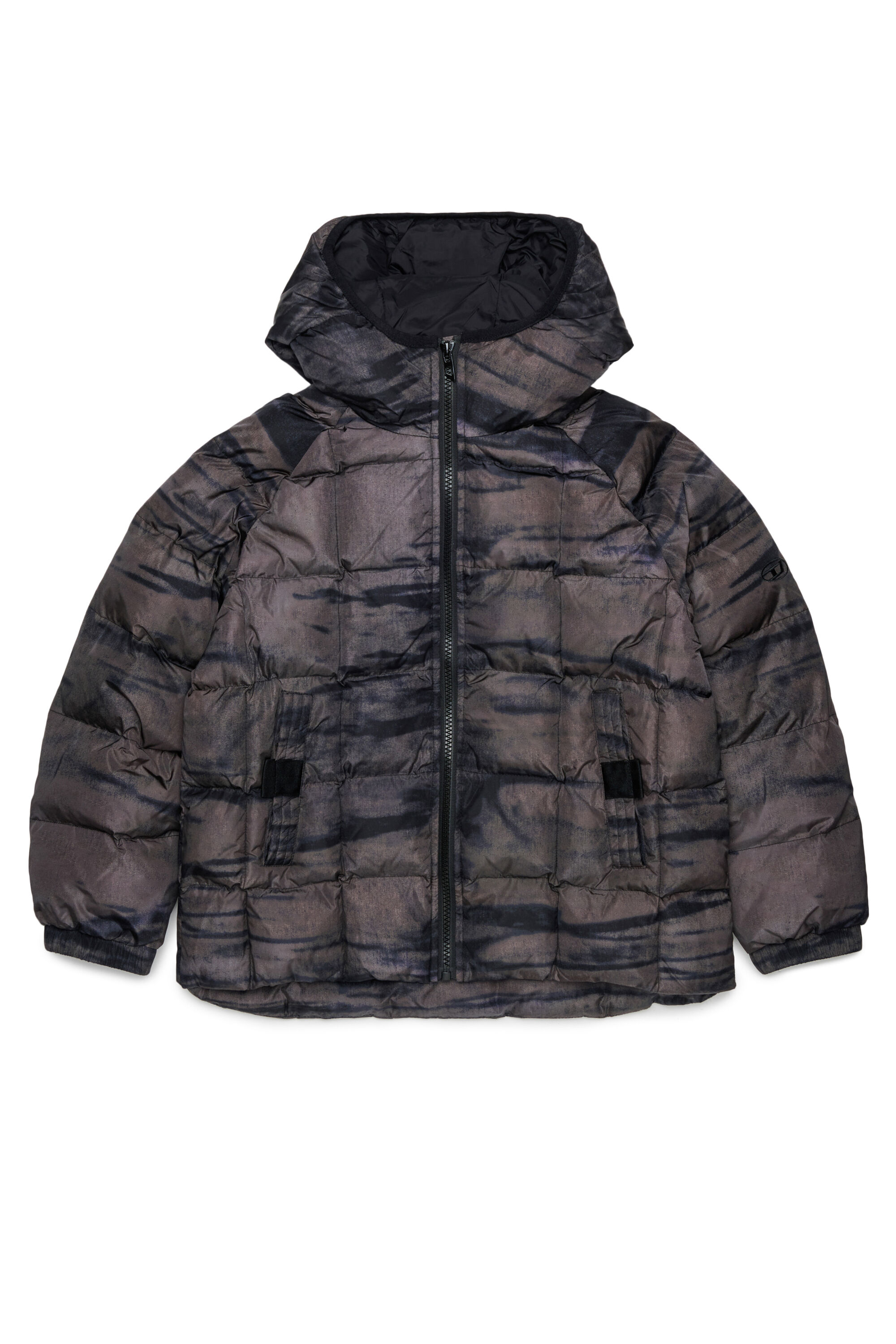 Diesel - JDEN, Doudoune avec imprim&eacute; graphique effet stri&eacute; Homme in Vert - 1
