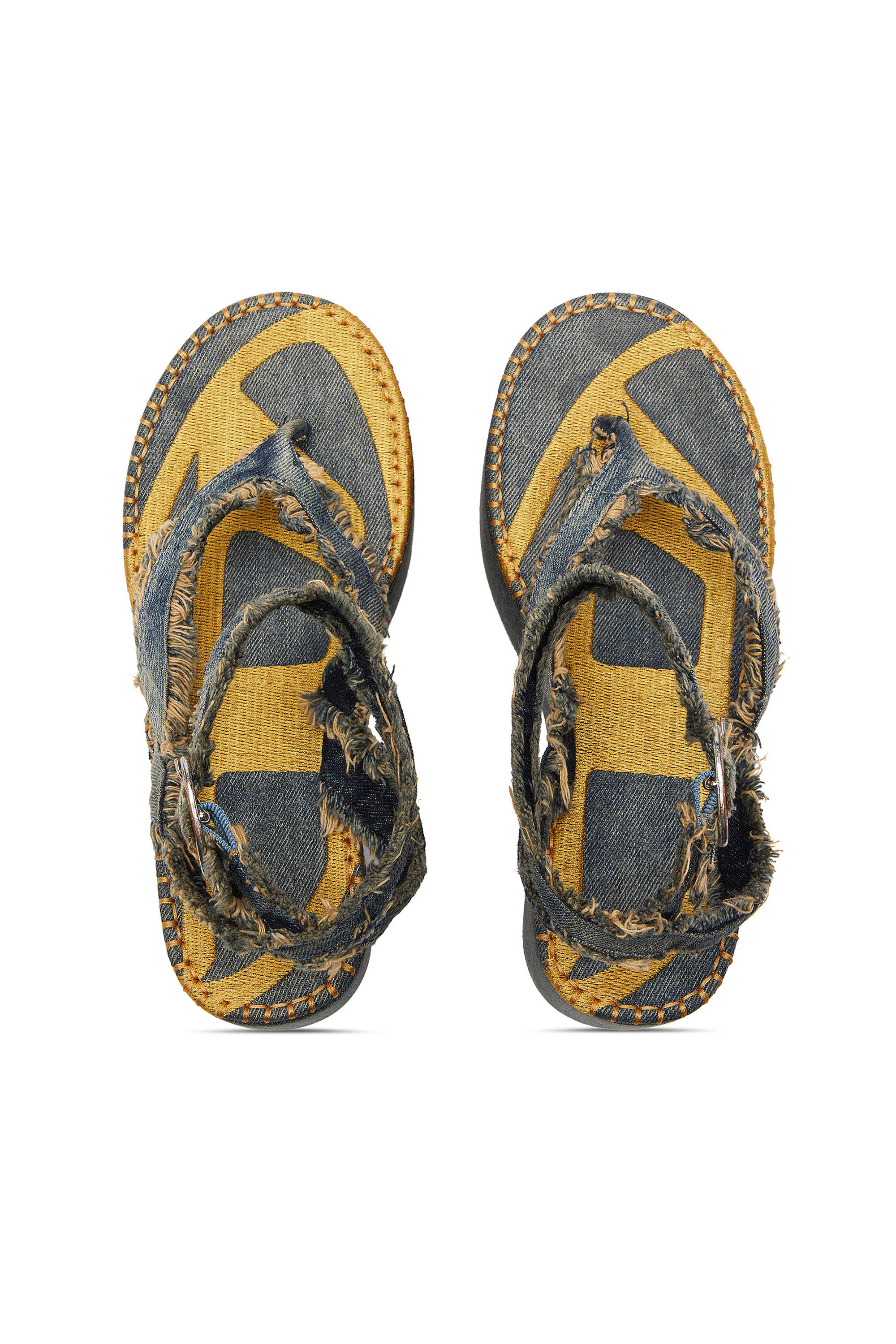 Diesel - SA-NIKOLA SANDAL, Sa-Nikola - Sandale en denim avec d&eacute;tails effiloch&eacute;s Femme in Bleu - 4