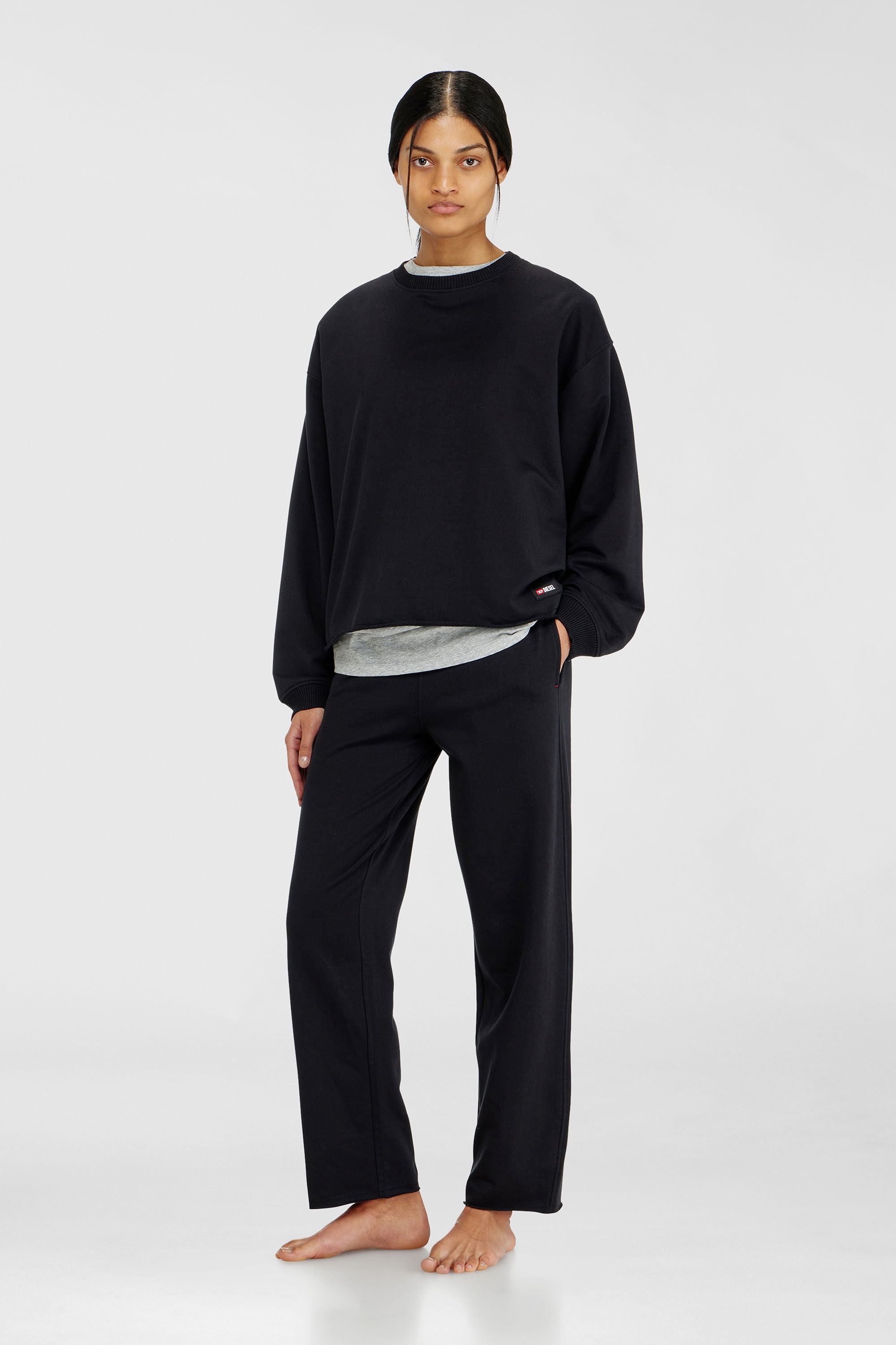 Diesel - PATRICIA-D-CORE, Sweat gratt&eacute; avec ourlet franc Femme in Noir - 1