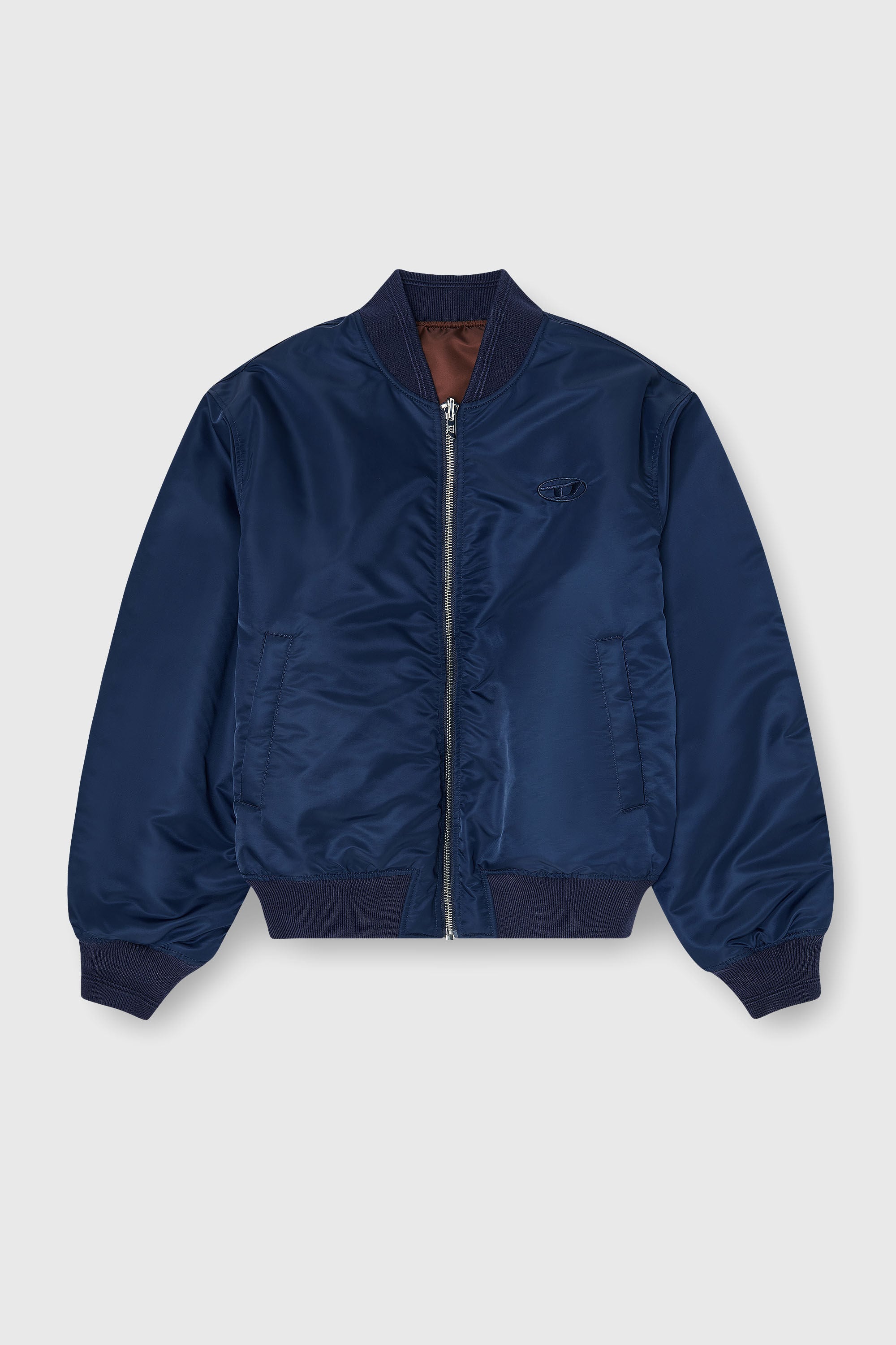 Diesel - W-TYPE-D1, Blouson aviateur rembourr&eacute; avec broderie Oval D Homme in Bleu - 2