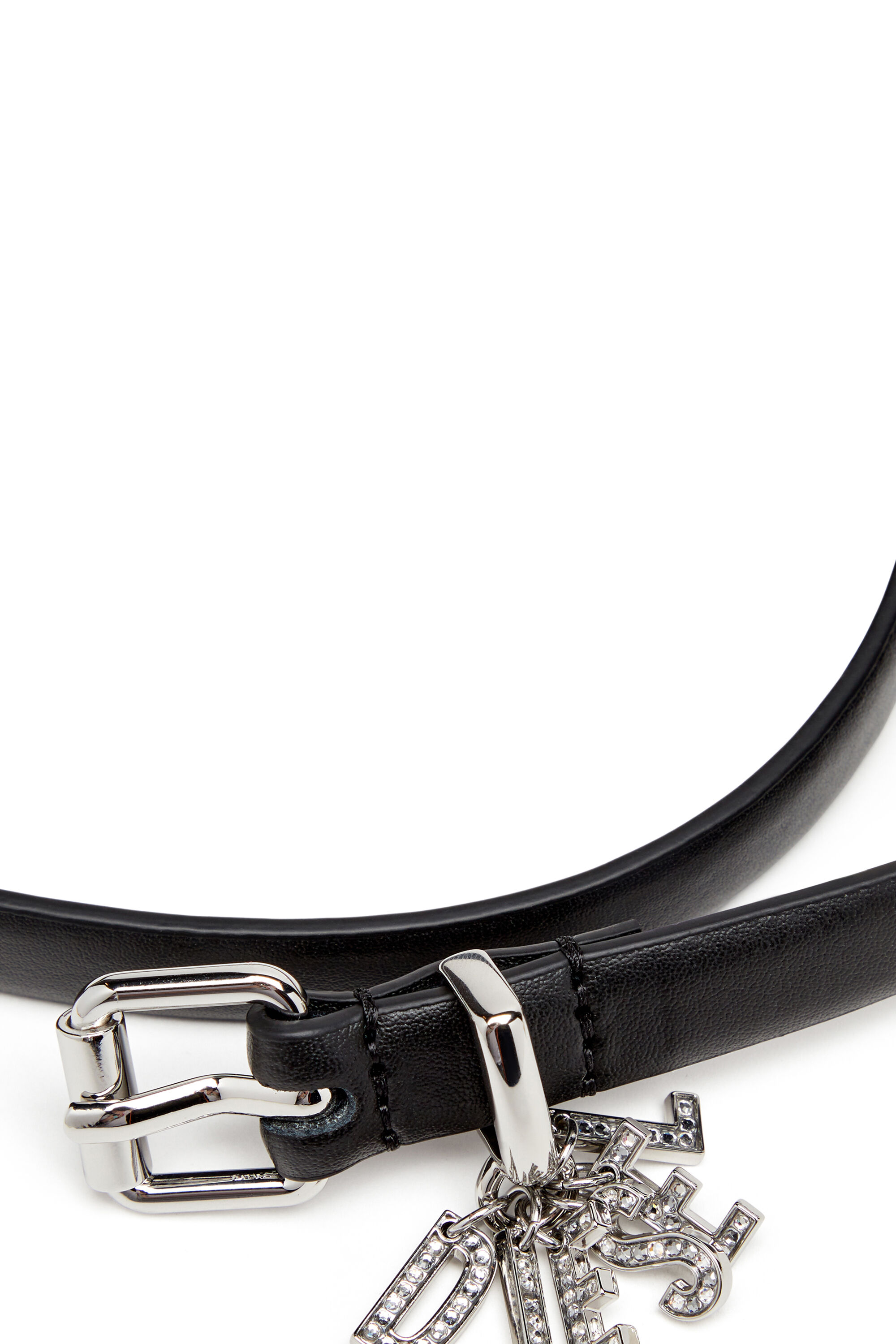 Diesel - B-CHARM-LOOP, Ceinture en cuir nappa avec breloques à logo Femme in Noir - 3