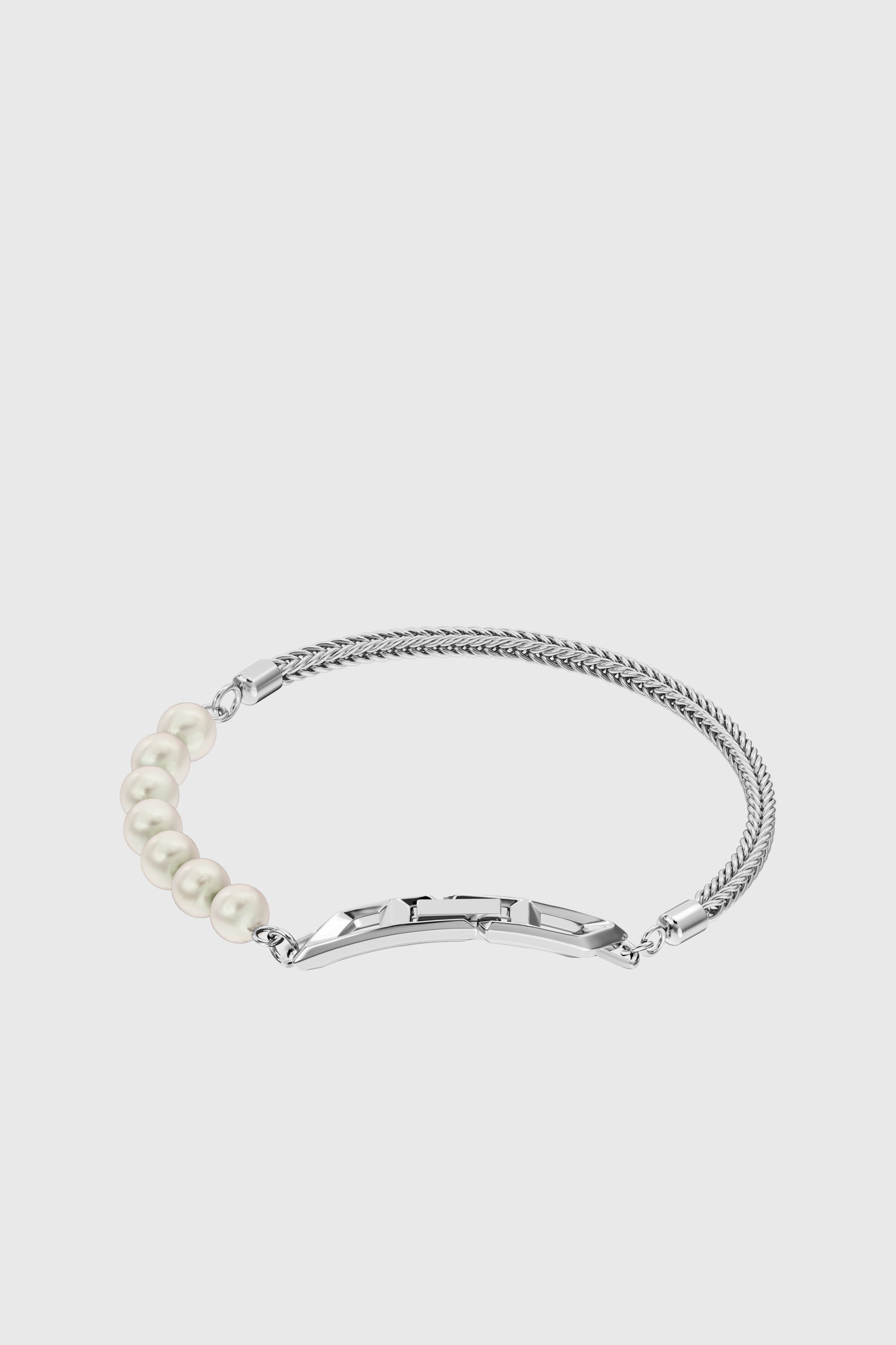 Diesel - DL1368040 STERLING SILVER JEWEL, Bracelet en argent sterling et perle Mixte in Gris argent&eacute; - 1