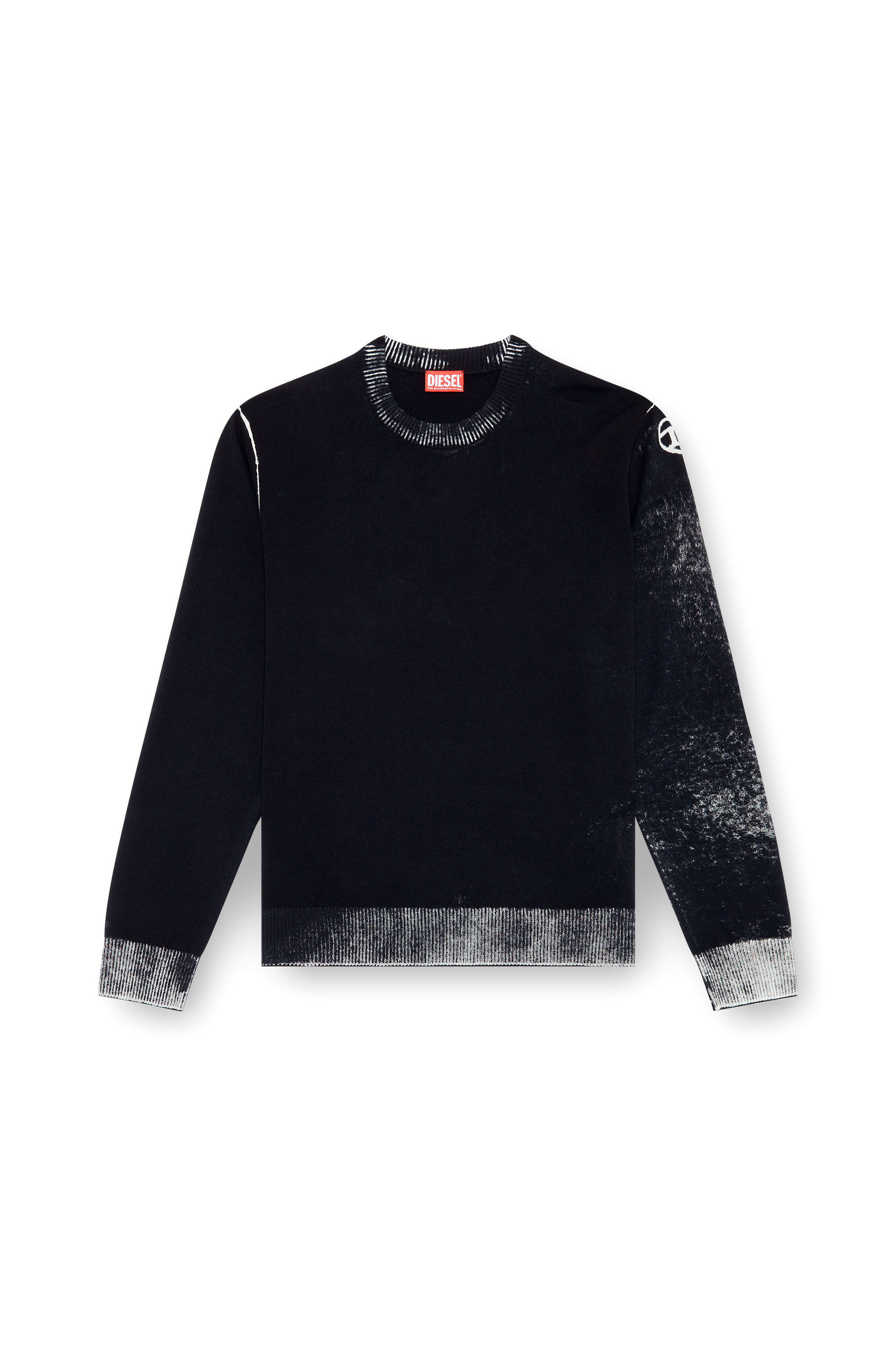 Pull en coton avec imprime inverse Homme Noir Diesel
