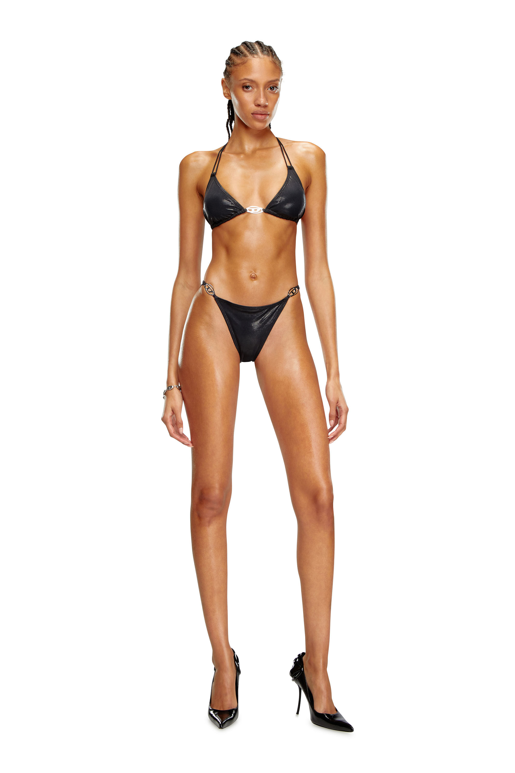 Diesel - BFB-SEES-O, Haut de bikini avec plaque Oval D Femme in Noir - 2