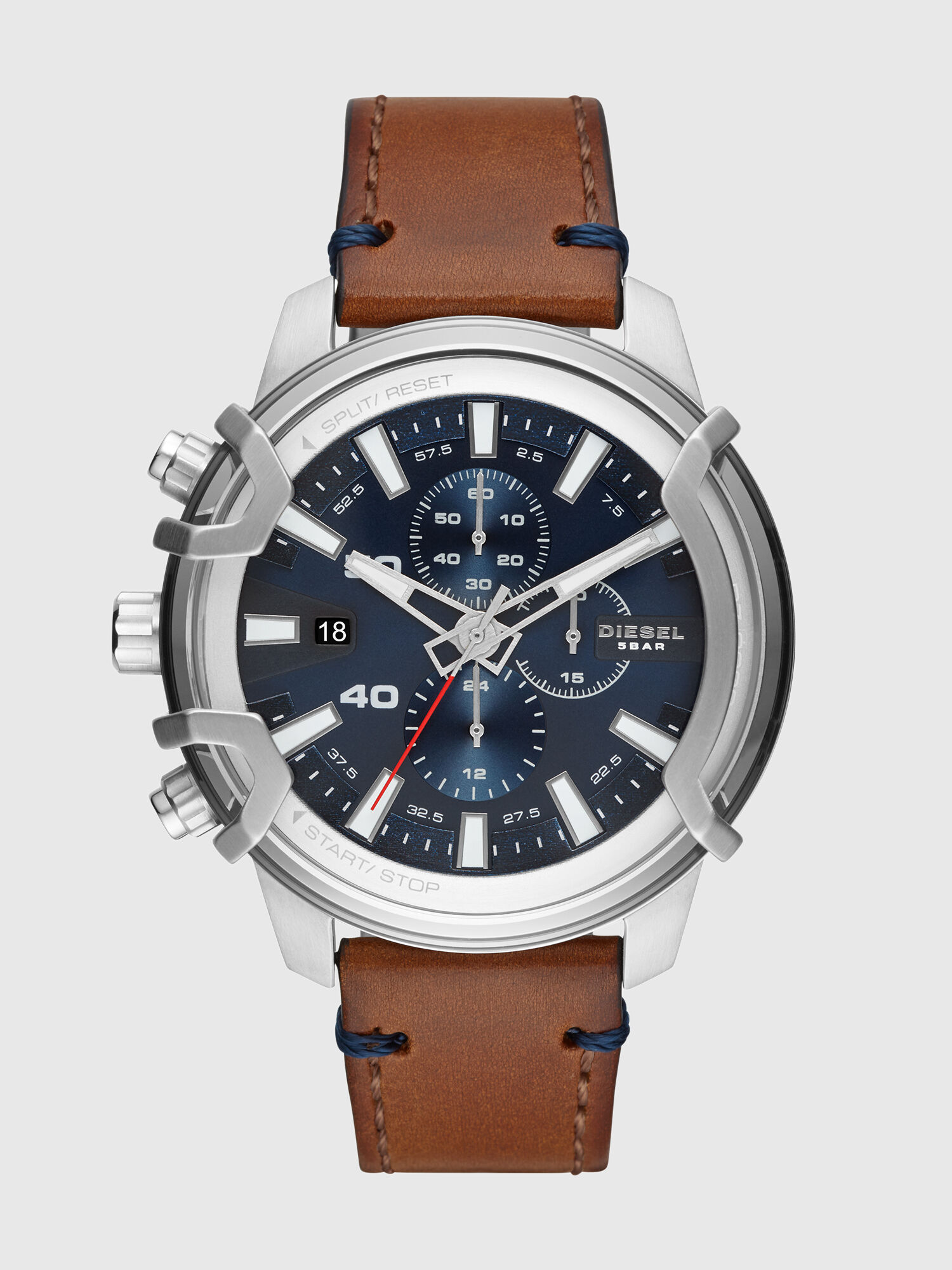 DZ4518 Homme: Montre chronographe Griffed en cuir marron | Diesel