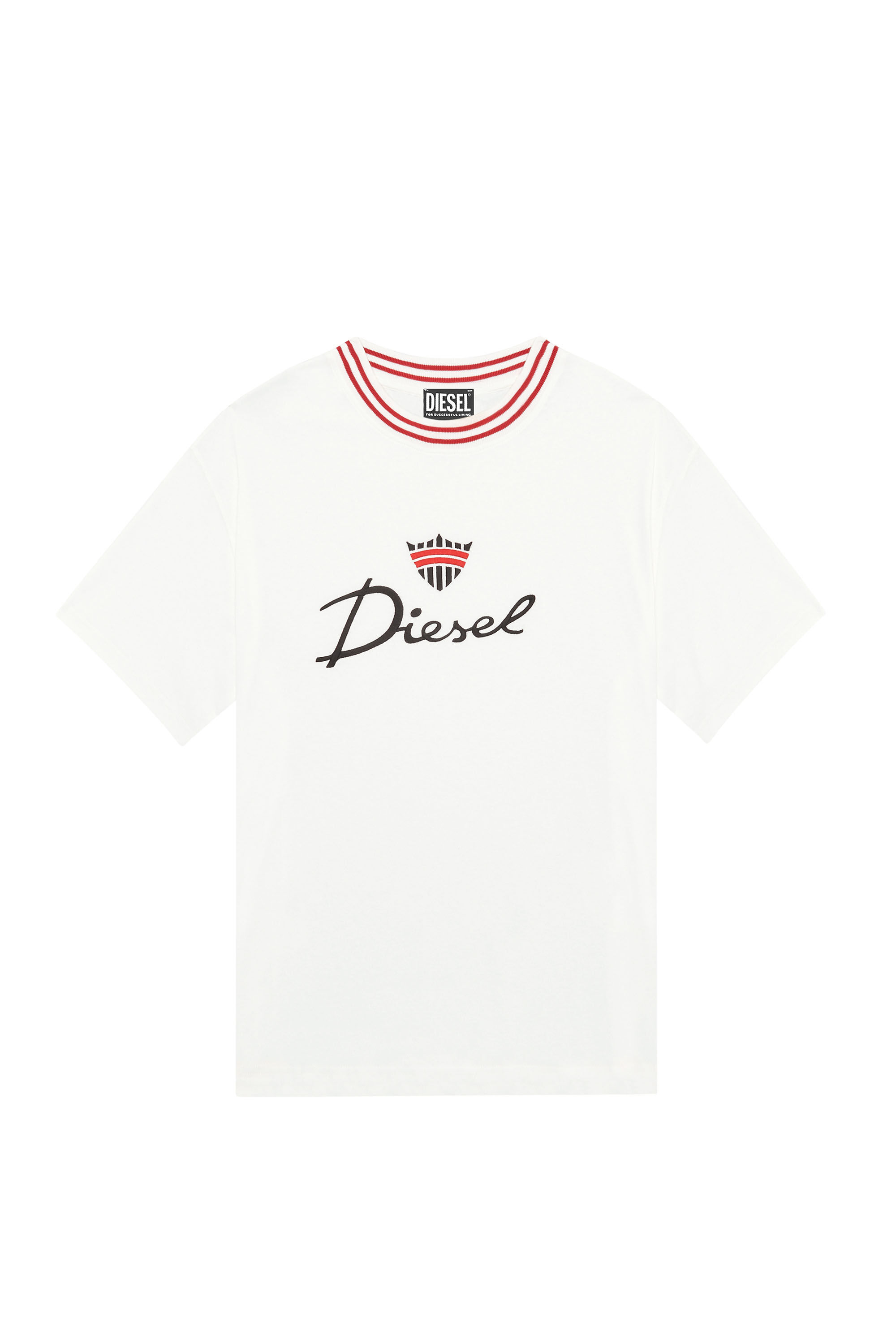 Diesel - T-WASH-G6, T-shirt avec logo couronne brodé Homme in Blanc - 2