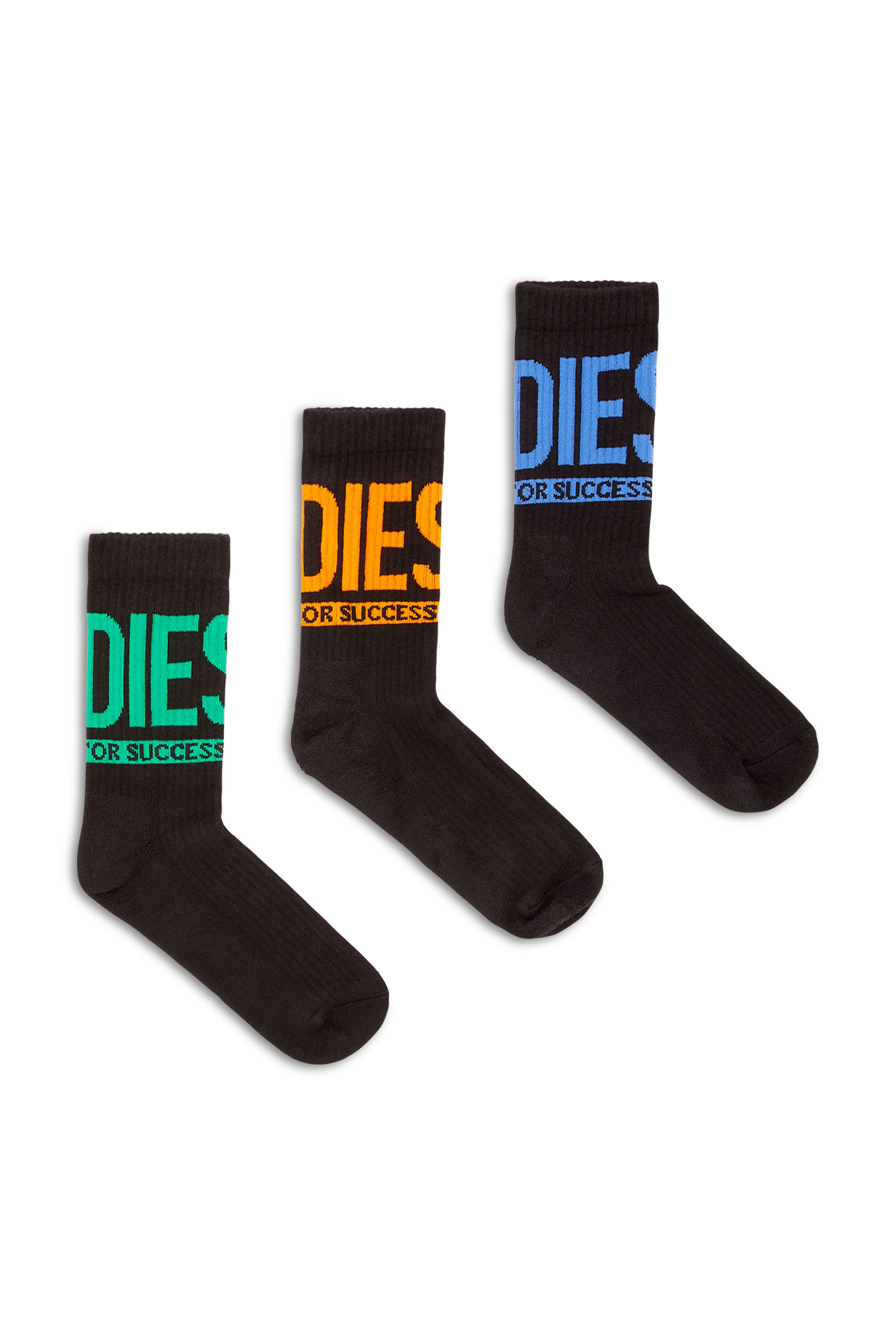 Diesel - SKM-RAY-3PACK-CUSHIONED-17,5, Lot de trois chaussettes avec logo Diesel Homme in Noir - 1