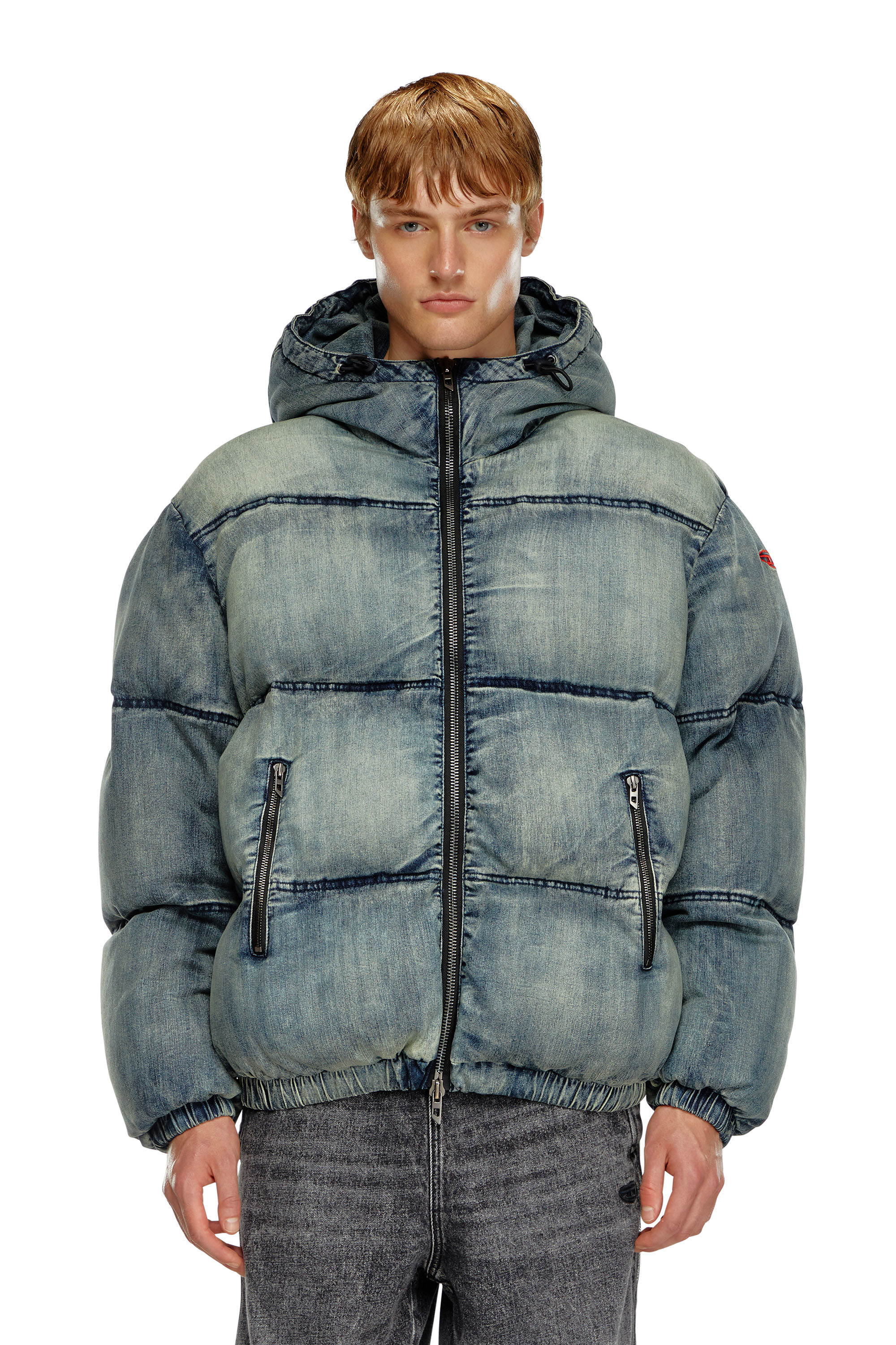 Diesel - W-MONS, Veste doudoune en denim traité Homme in Bleu - 6