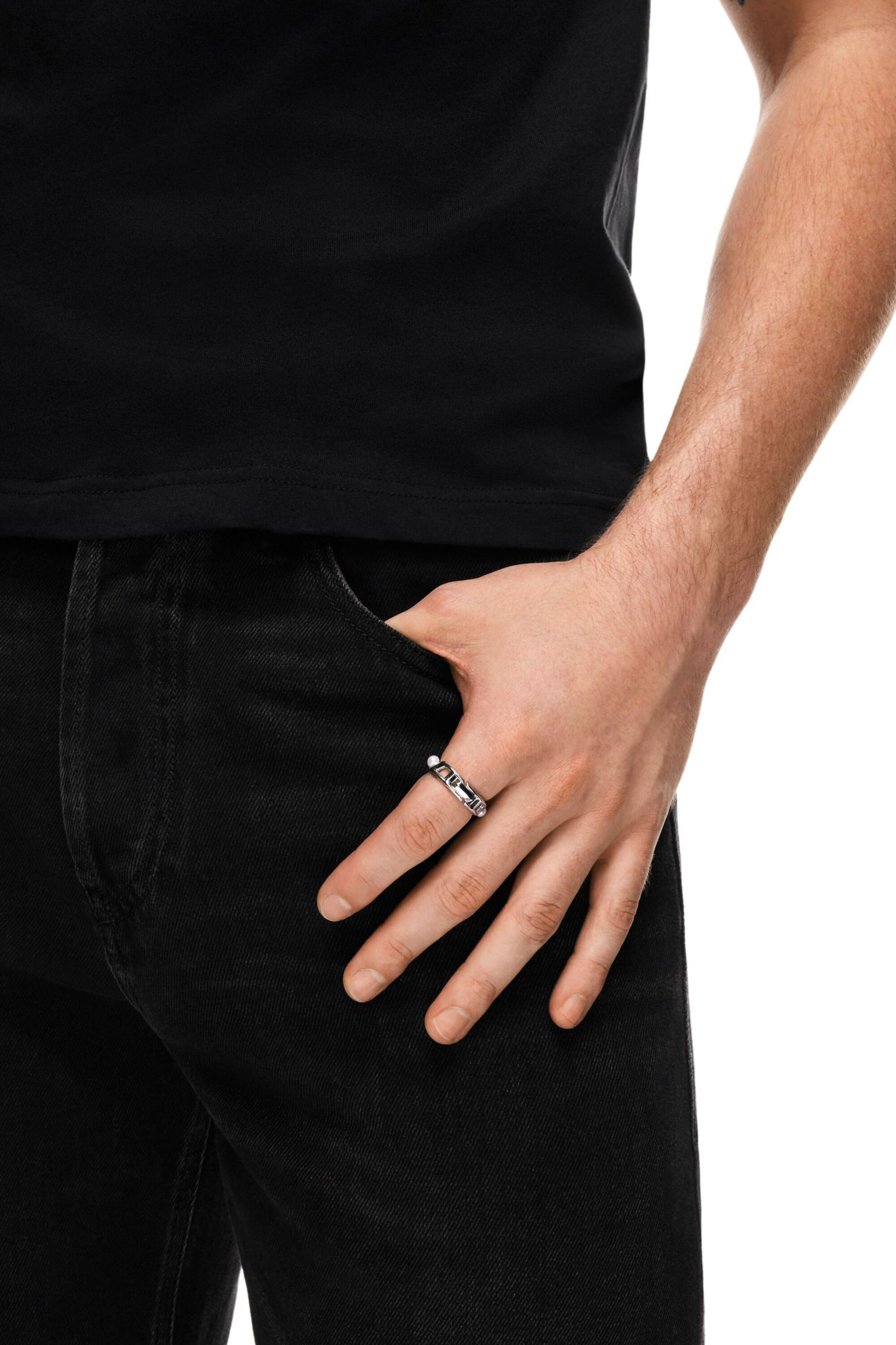 Diesel - DL1370040 STERLING SILVER JEWEL, Bague en argent sterling et perle Mixte in Gris argent&eacute; - 4