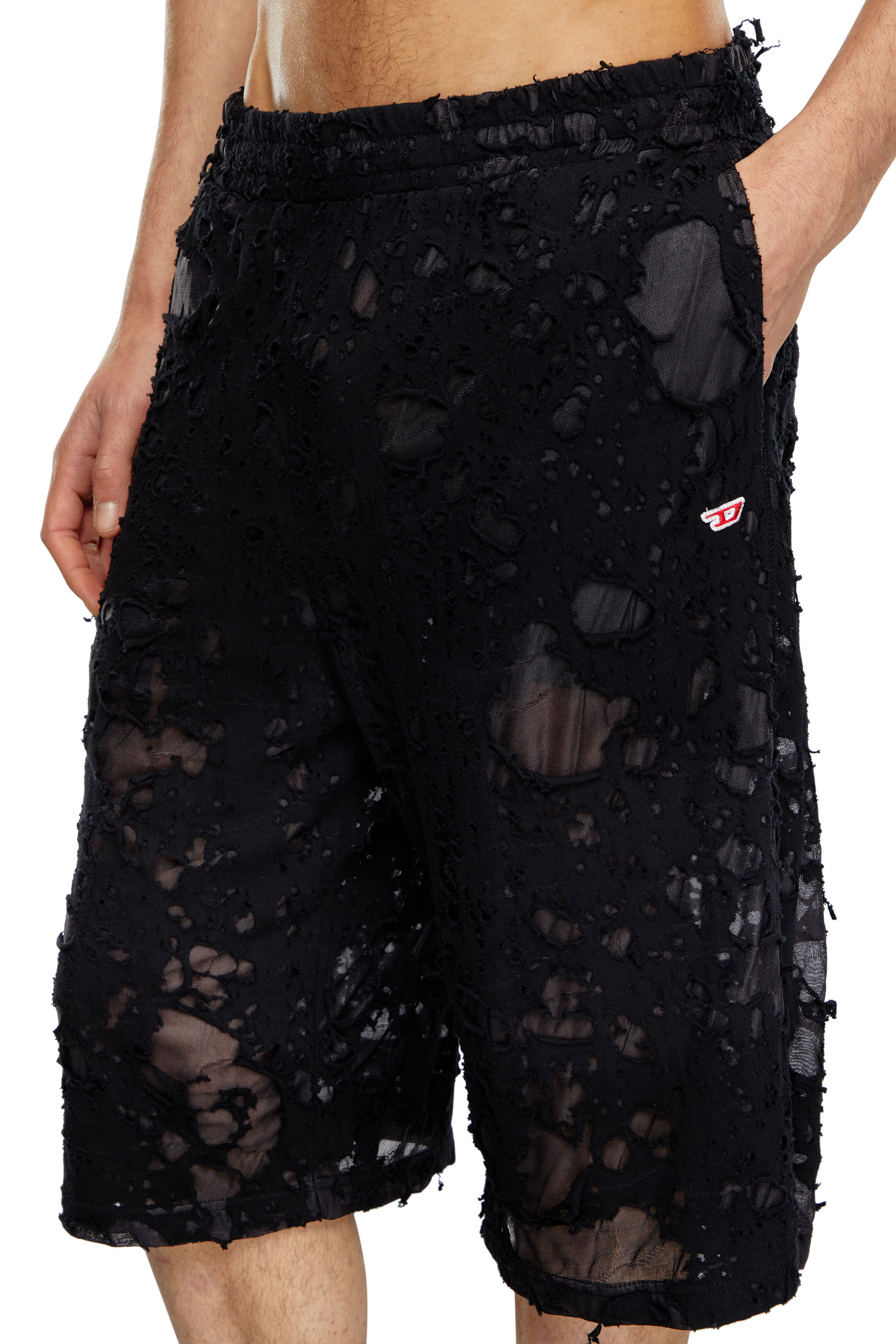 Diesel - P-WO-POCK, Short superposé avec finition dévorée Homme in Noir - 5