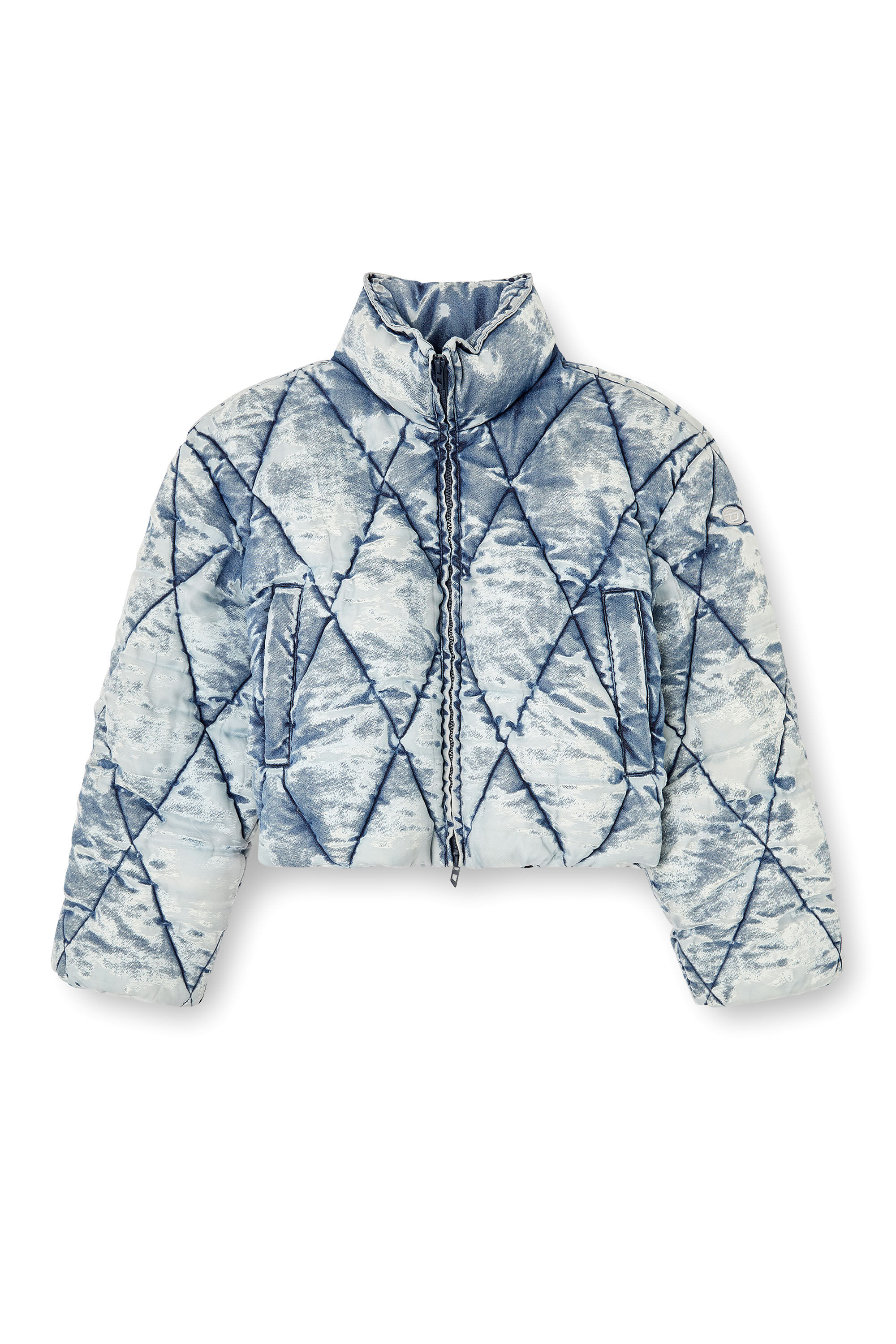 Diesel - W-HISTEL, Doudoune en toile dévorée matelassée en losanges Femme in Bleu - 2