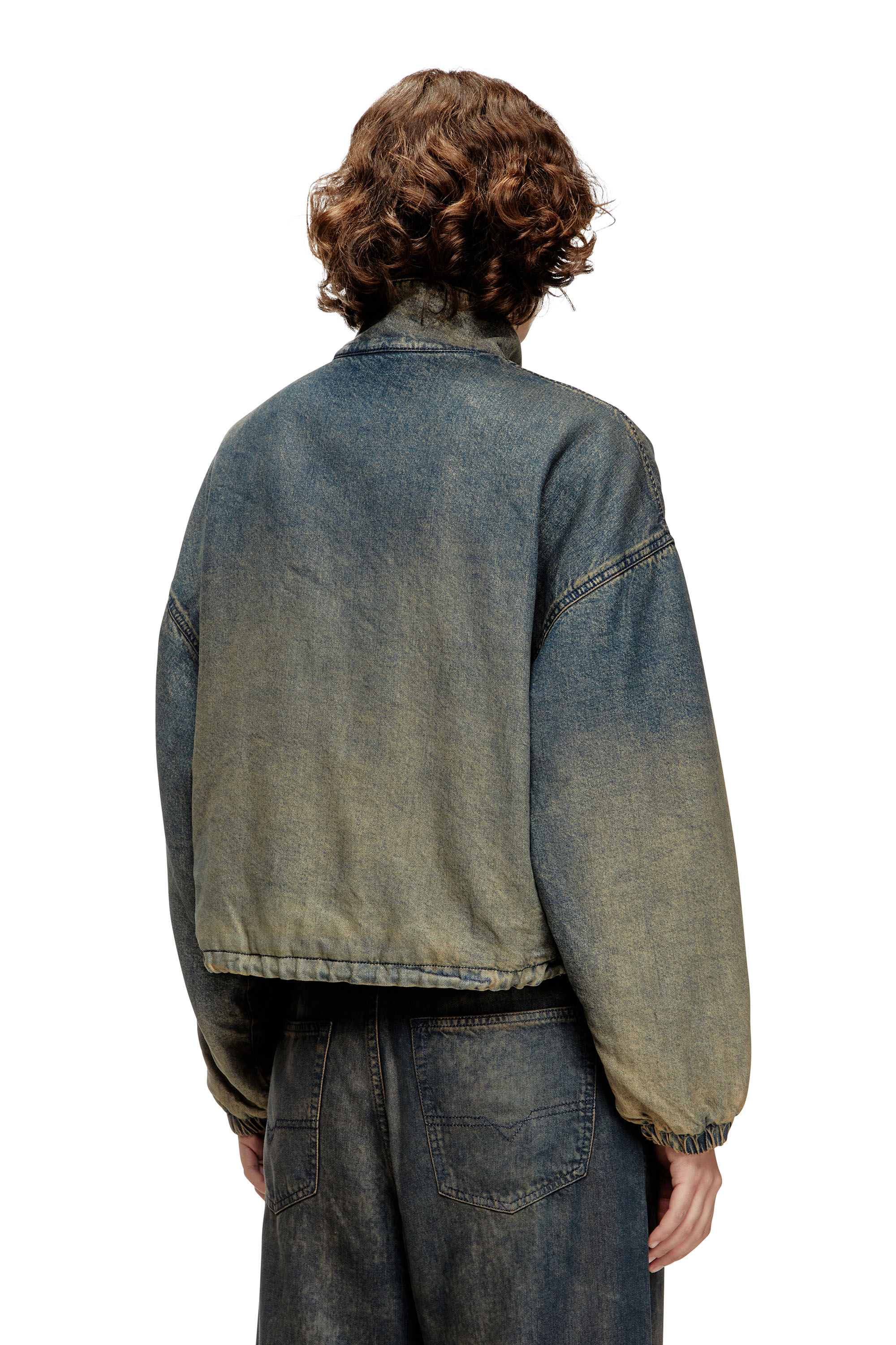 Diesel - DE-FLOWER-S, Veste zippée en denim fluide nuancé Femme in Bleu - 4