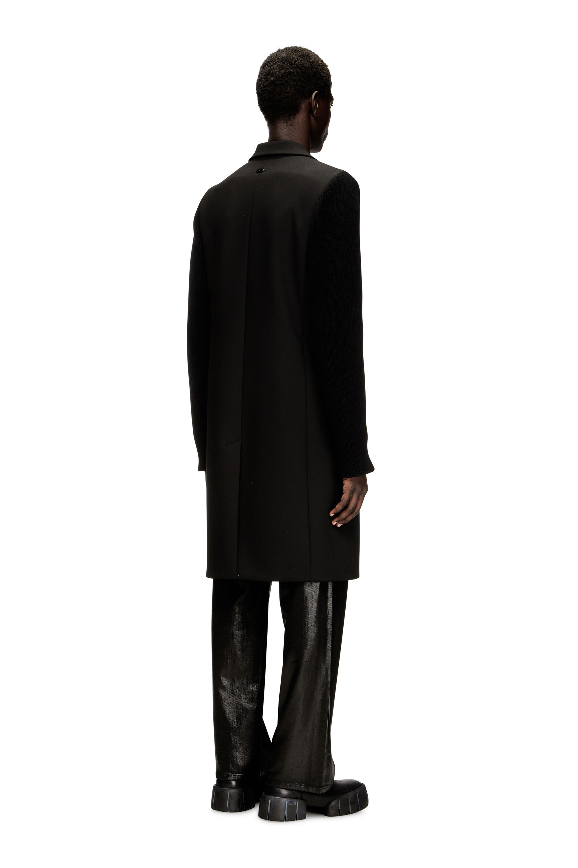 Diesel - W-YARD, Manteau en tissu tailleur et maille côtelée Homme in Noir - 4