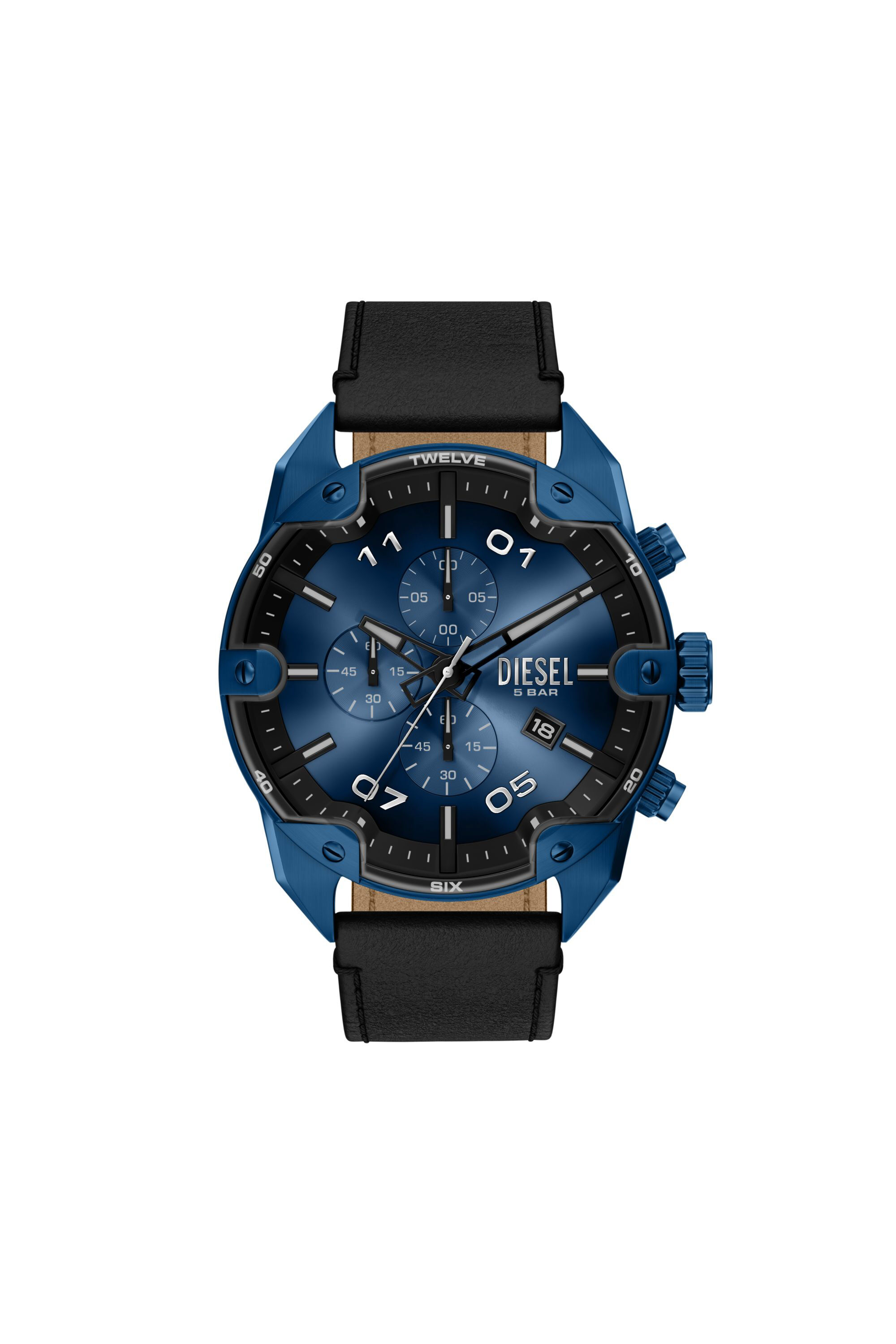 Diesel - DZ4703 WATCH, Montre Spiked noire &agrave; bracelet en cuir Homme in Polychrome - 1