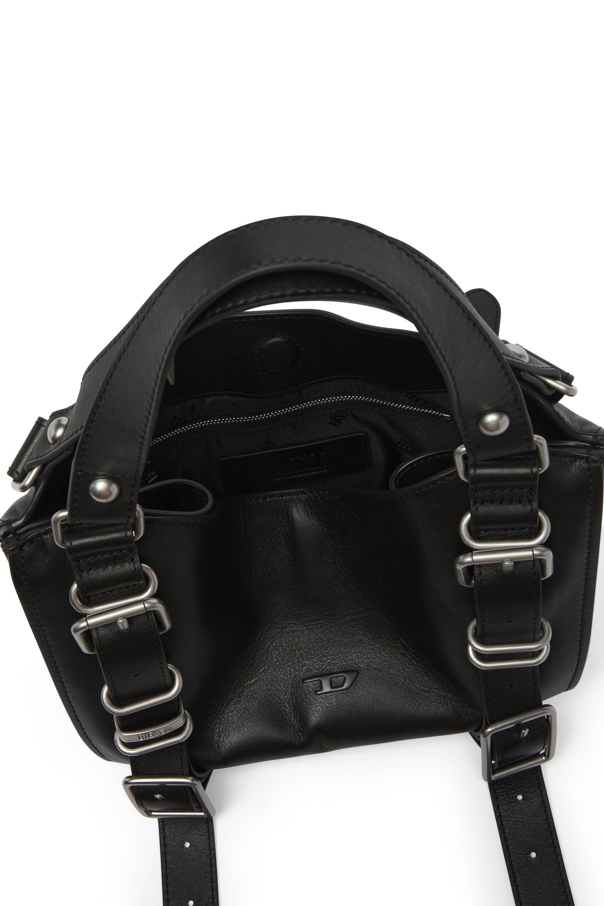 Diesel - D-ONE TOPHANDLE S, D-One-Sac small &agrave; poign&eacute;e sup&eacute;rieure en cuir trait&eacute; Femme in Noir - 4