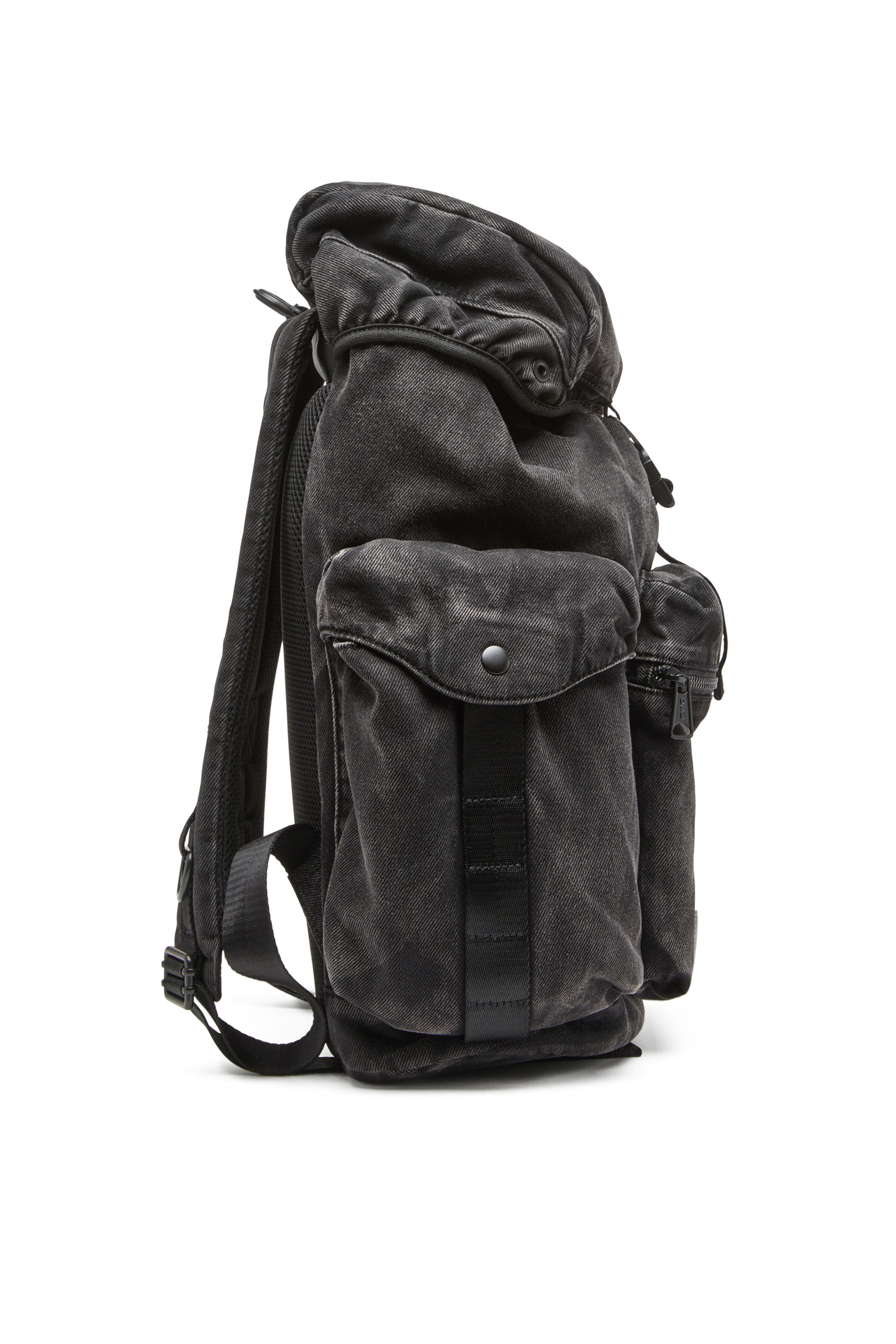 Diesel - UTLT BACKPACK, Utlt Backpack-Sac à dos Utility en denim effet nuage Homme in Noir - 4