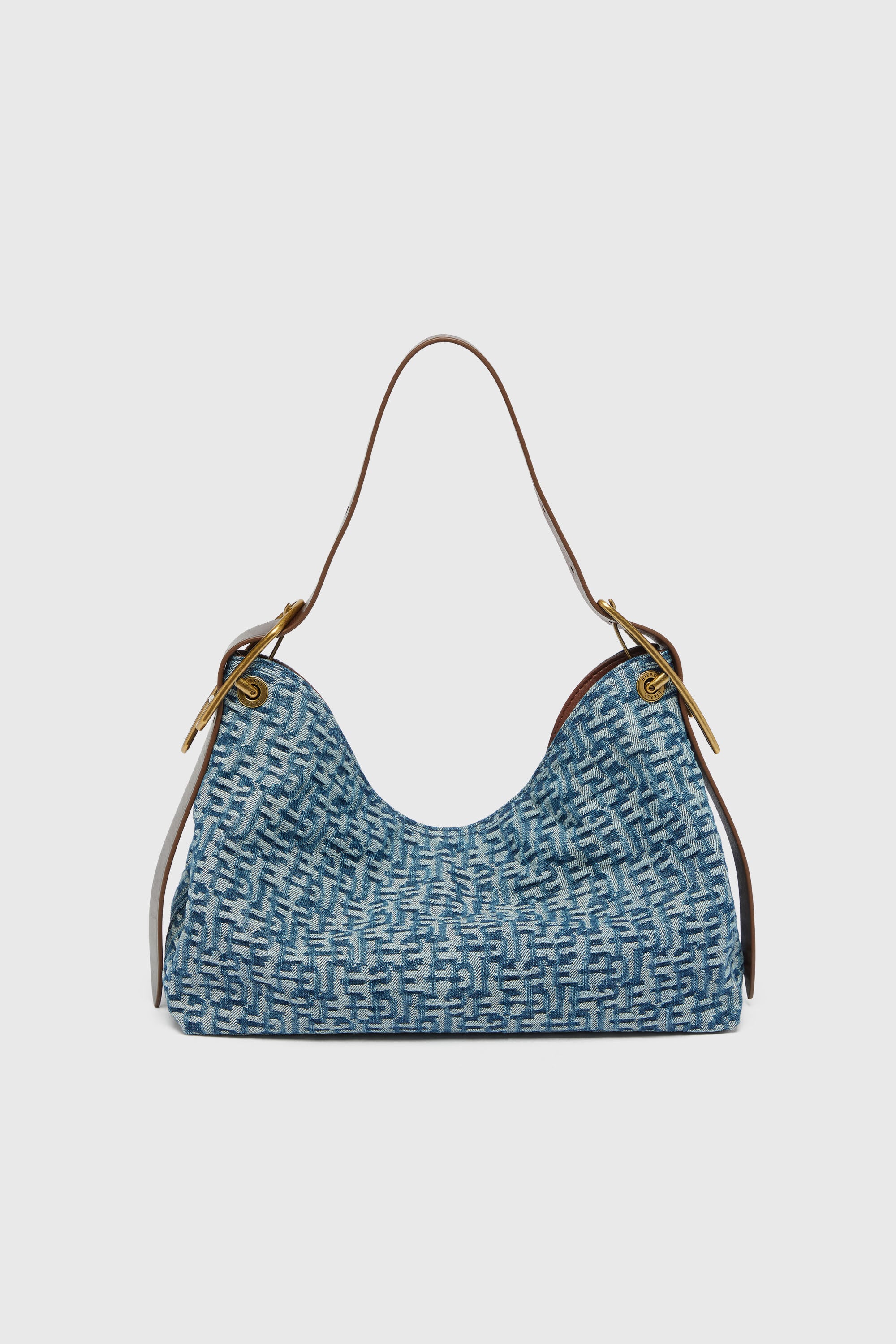 Diesel - D-LINE HOBO S, D-Line Sac port&eacute; &eacute;paule en denim monogramm&eacute; Femme in Bleu - 3