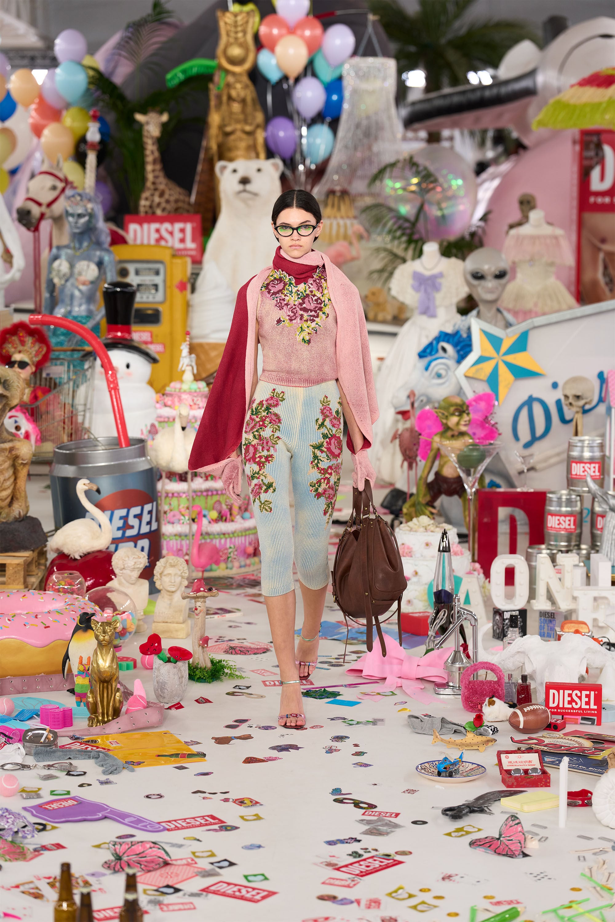 Diesel - K-EVIN, Gant-&eacute;charpe hybride en laine bicolore Mixte in Rose - 2