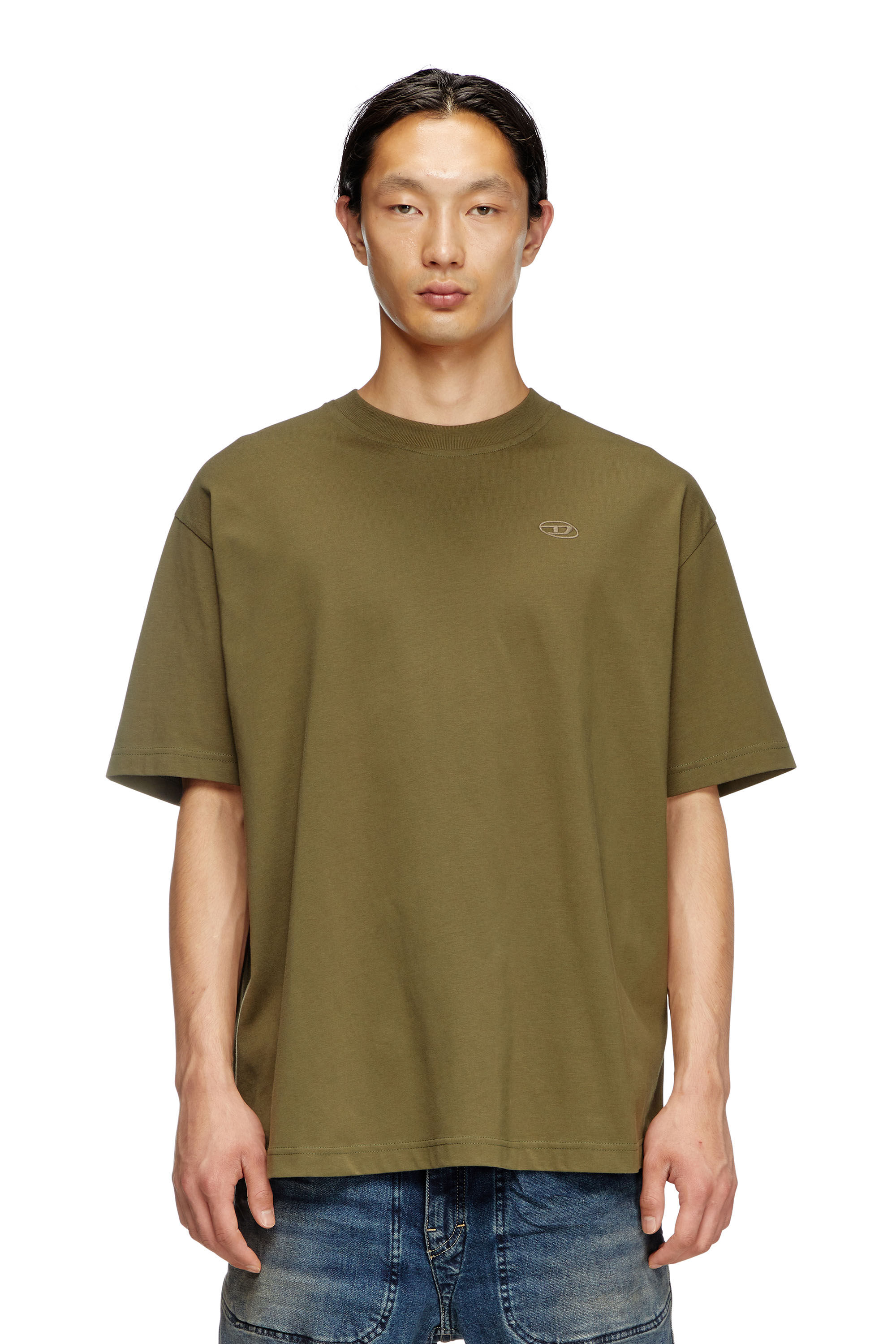 Diesel - T-BOGGY-MEGOVAL-D, T-shirt avec maxi oval D brodé Homme in Vert - 3