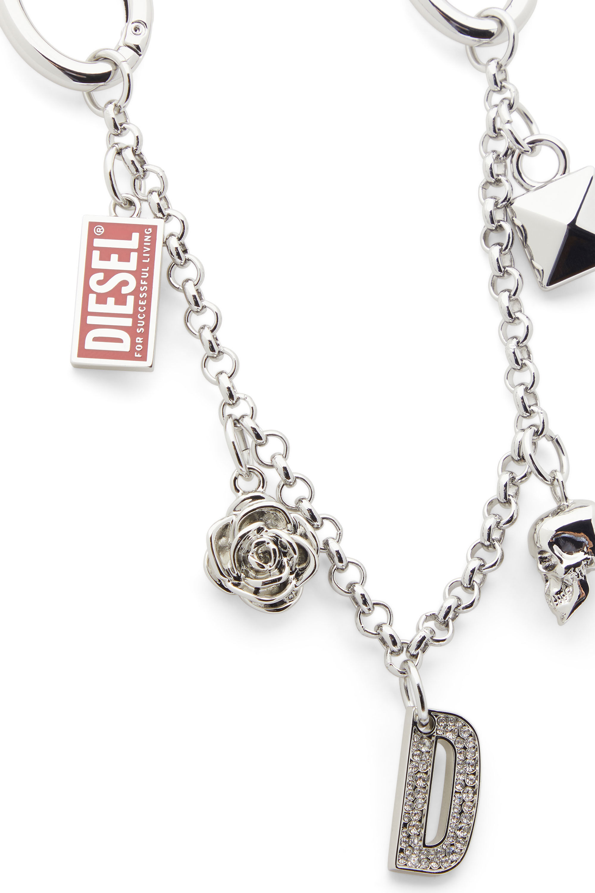 Diesel - CHAIN-D II S, Cha&icirc;ne en m&eacute;tal avec pendentifs iconiques Femme in Gris argent&eacute; - 3
