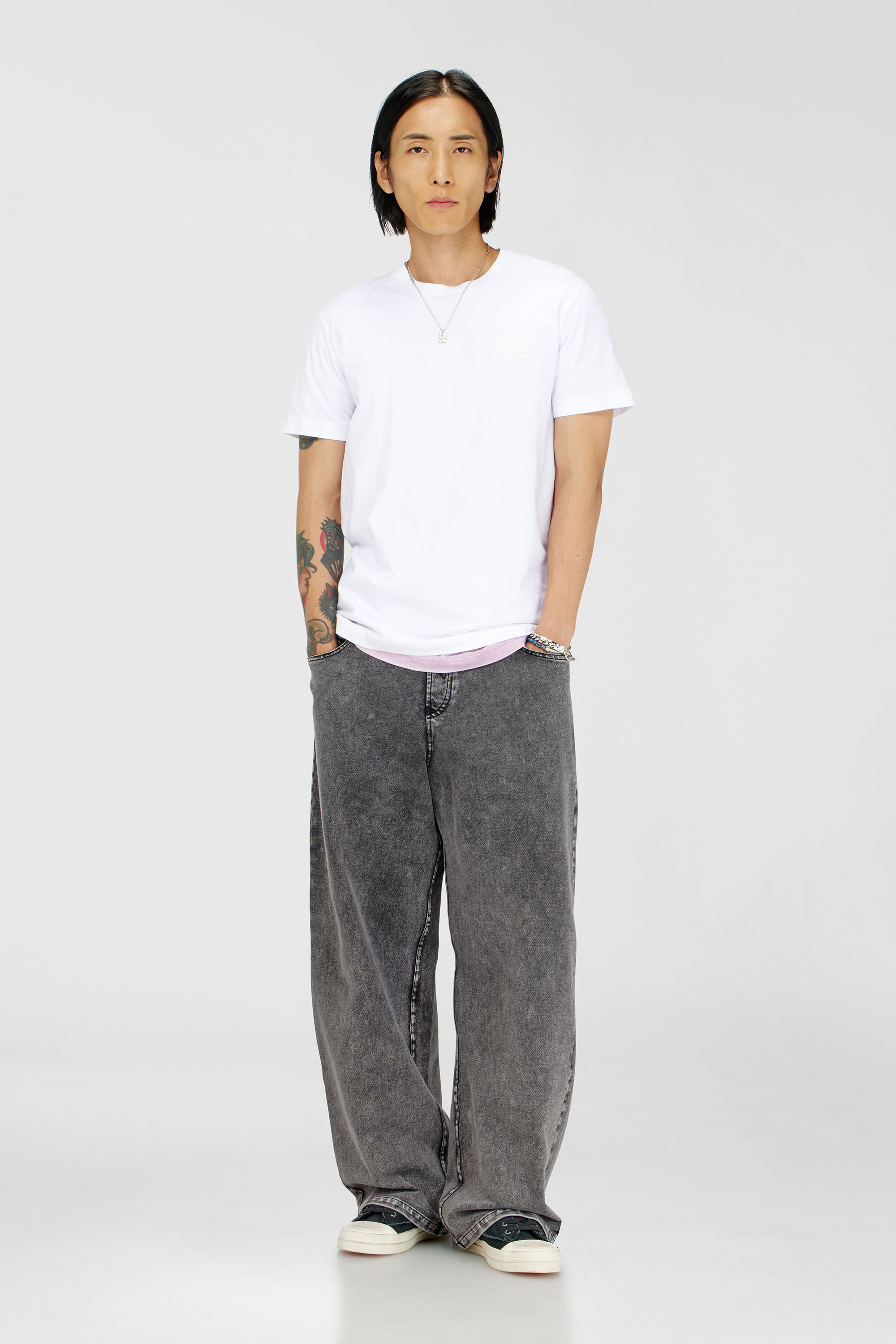 Diesel - T-DIEGO-T92, T-shirt en coton avec logo Oval D Homme in Blanc - 1