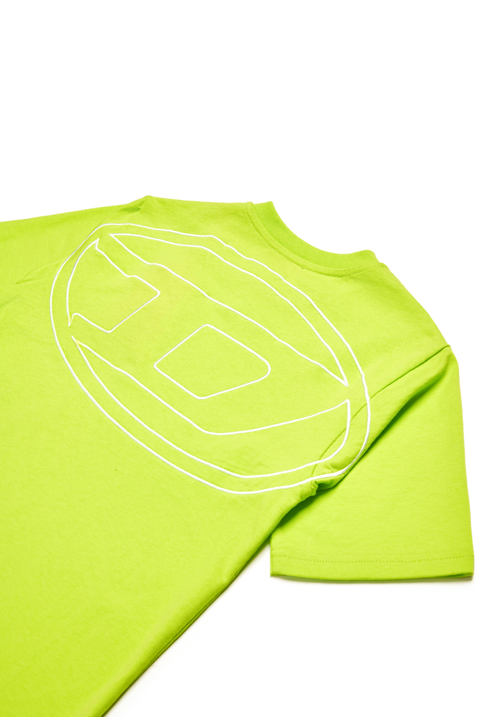 Diesel - TBOGGYMEGOVALD OVER, T-shirt avec mega broderie Oval D Homme in Vert - 4
