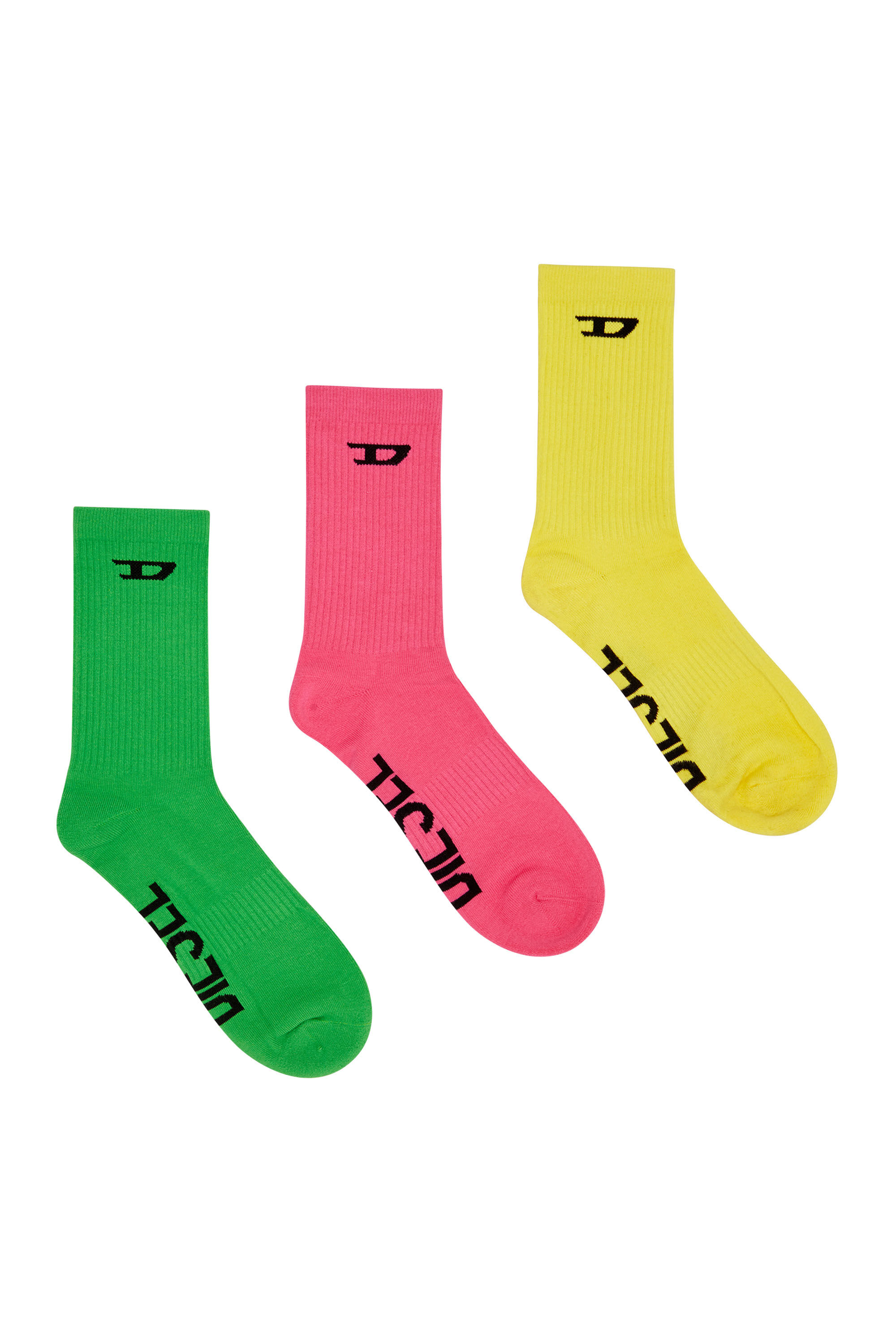 Diesel - SKM-RAY-THREEPACK, Man Three-pack ribbed socks with D logo in Multicolor - Image 1