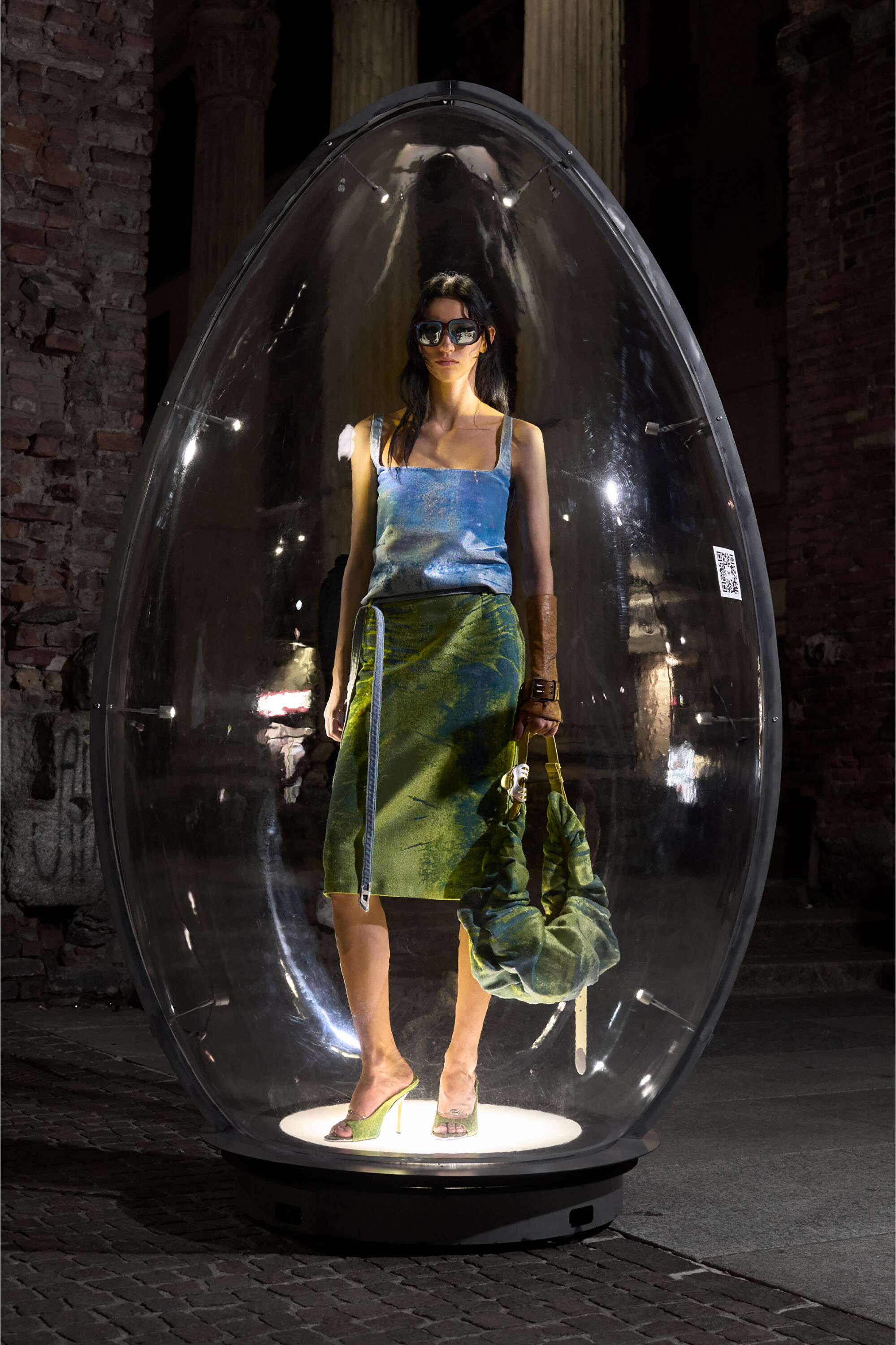 Diesel - D-DIAM'S SA 90, Woman's D-Diam's-High denim mule with floating Oval D in Green - 7