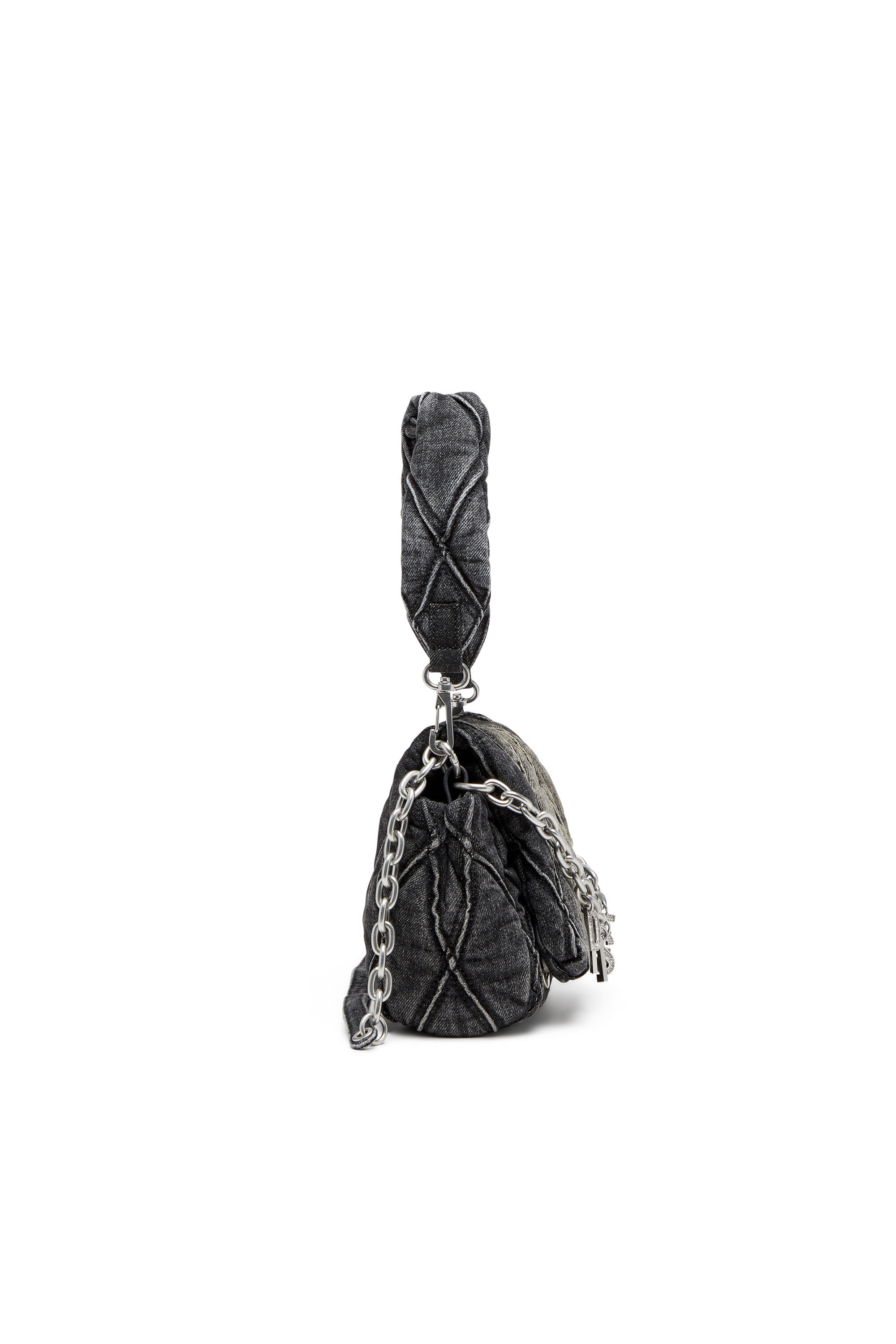 Diesel - CHARM-D SHOULDER S, Charm-D S-Petit sac à bandoulière en denim matelassé Femme in Noir - 4