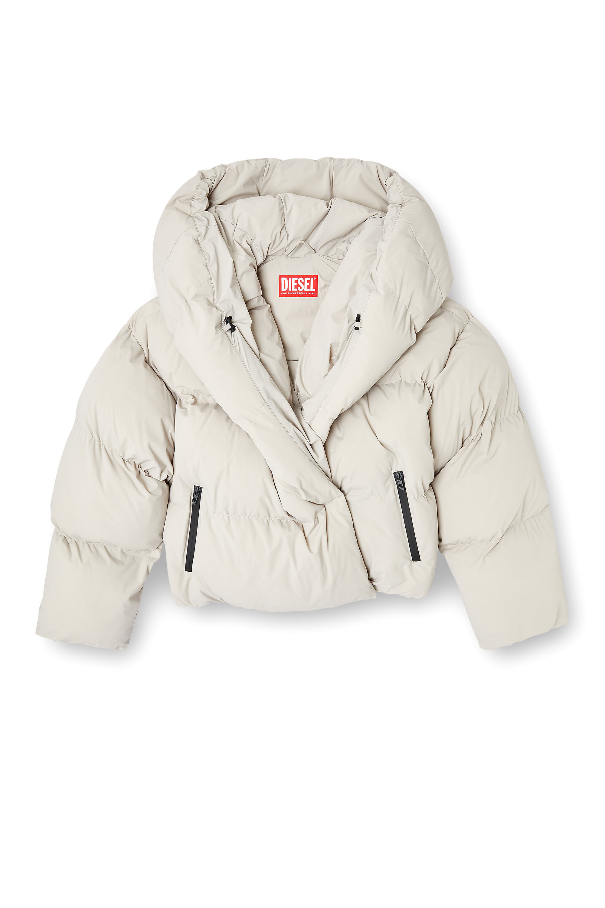 Diesel - W-ILEY-T1, Doudoune enveloppante en nylon bi-stretch Femme in Beige - 2