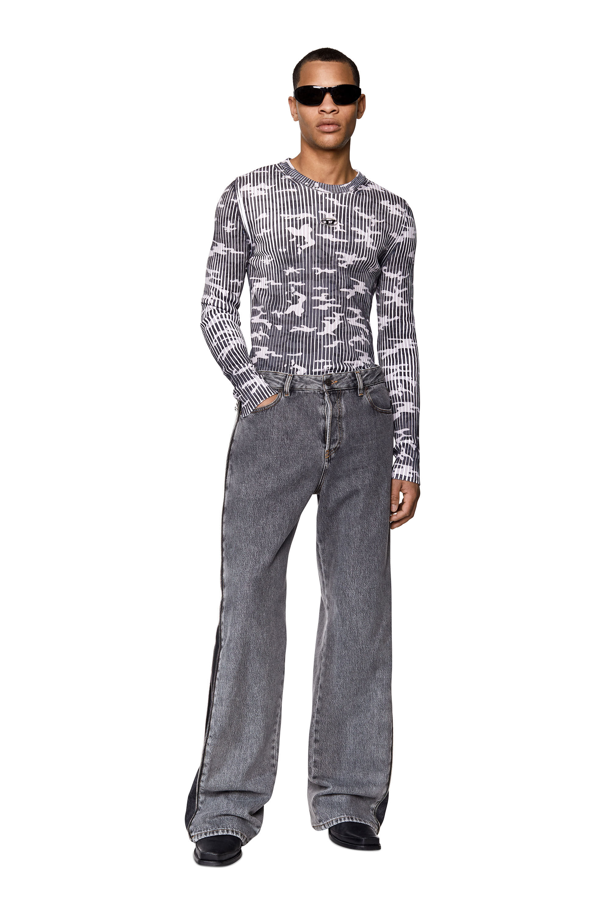 Diesel - 1955 D-Rekiv 09D18 Straight Jeans, Noir/Gris foncé - Image 1