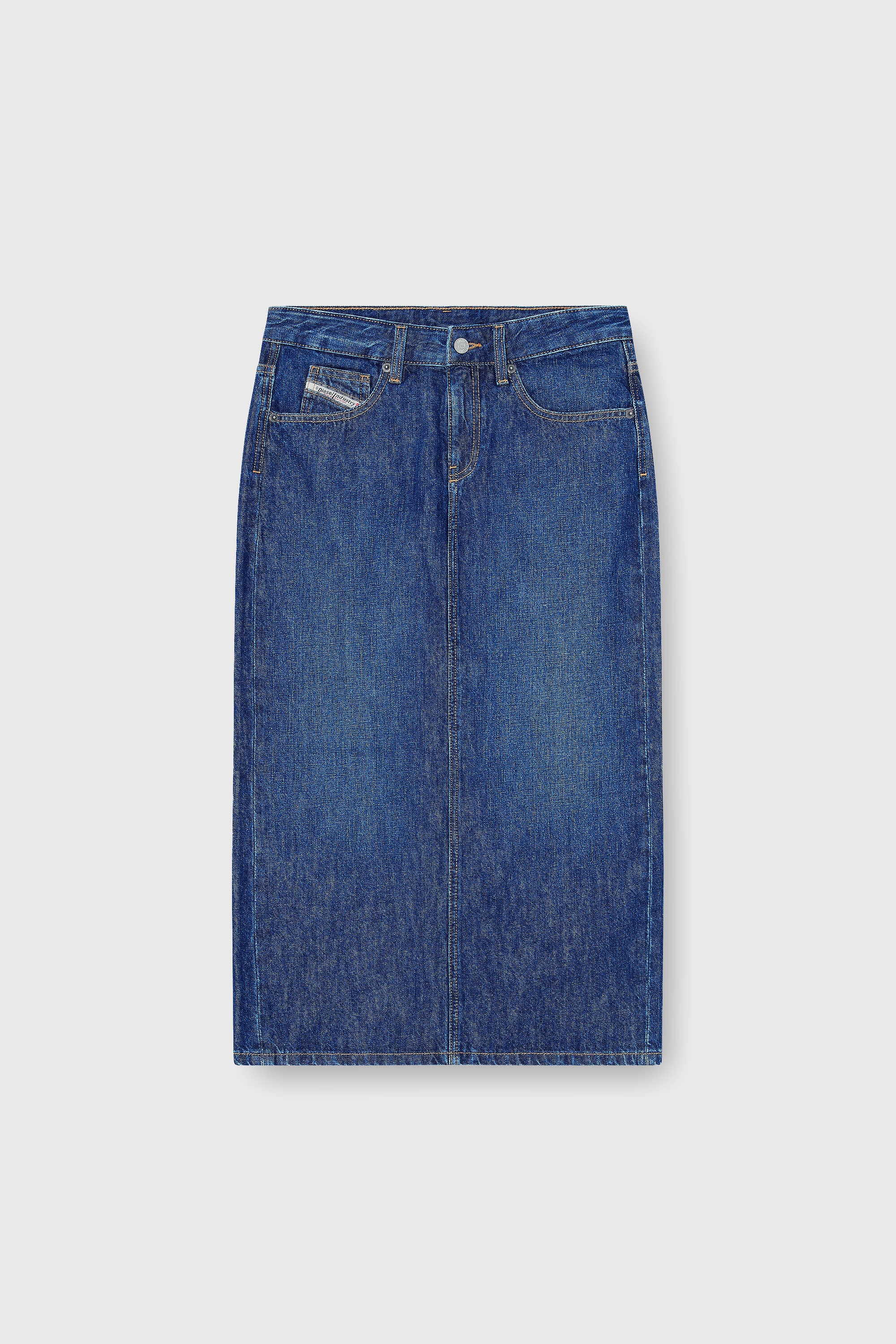 Diesel - DE-SKYE-D, Woman's Denim midi skirt in Medium blue - 2