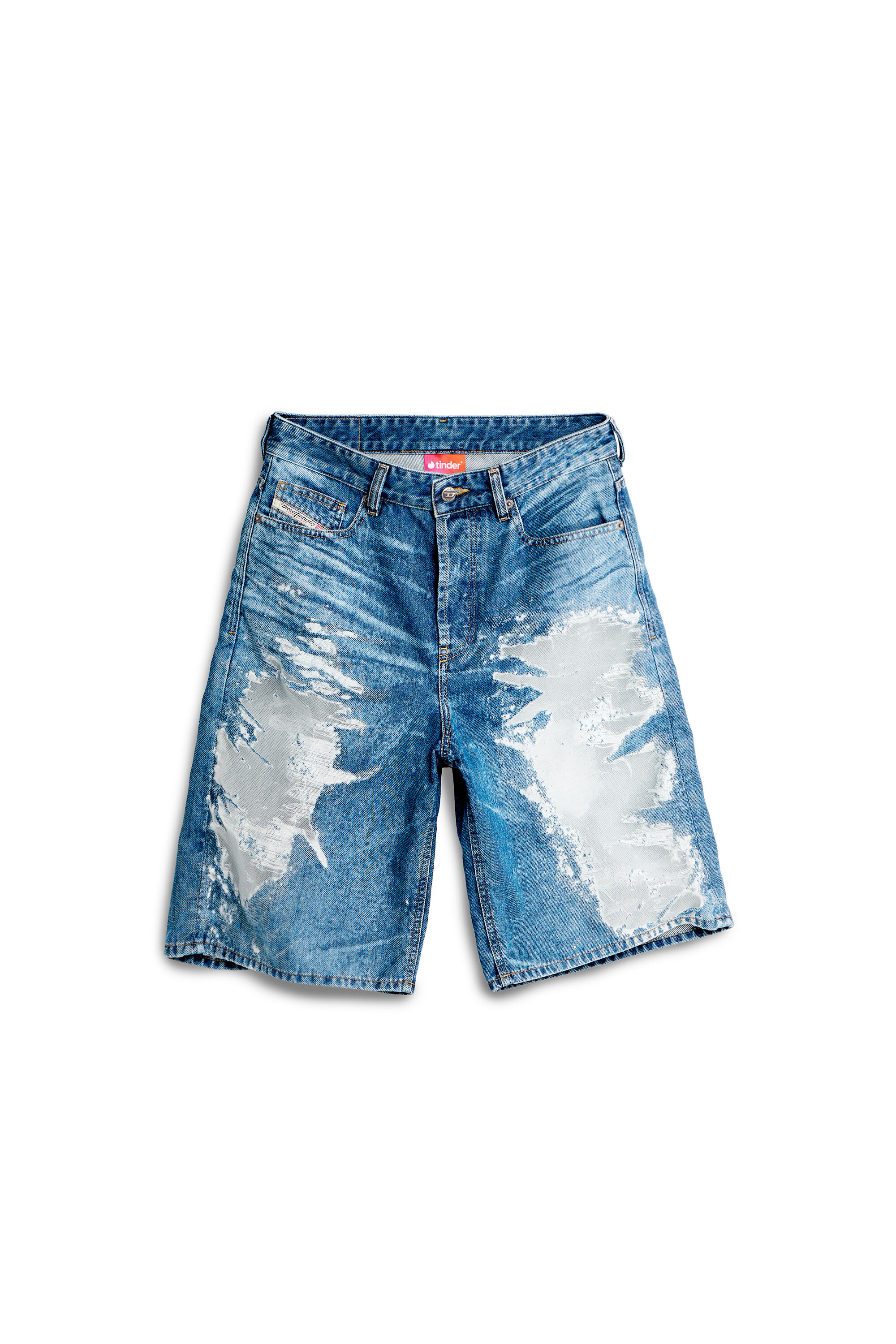 Diesel - PR-DE-SIRE-SHORT, Short en denim devor&eacute; Mixte in Bleu - 2