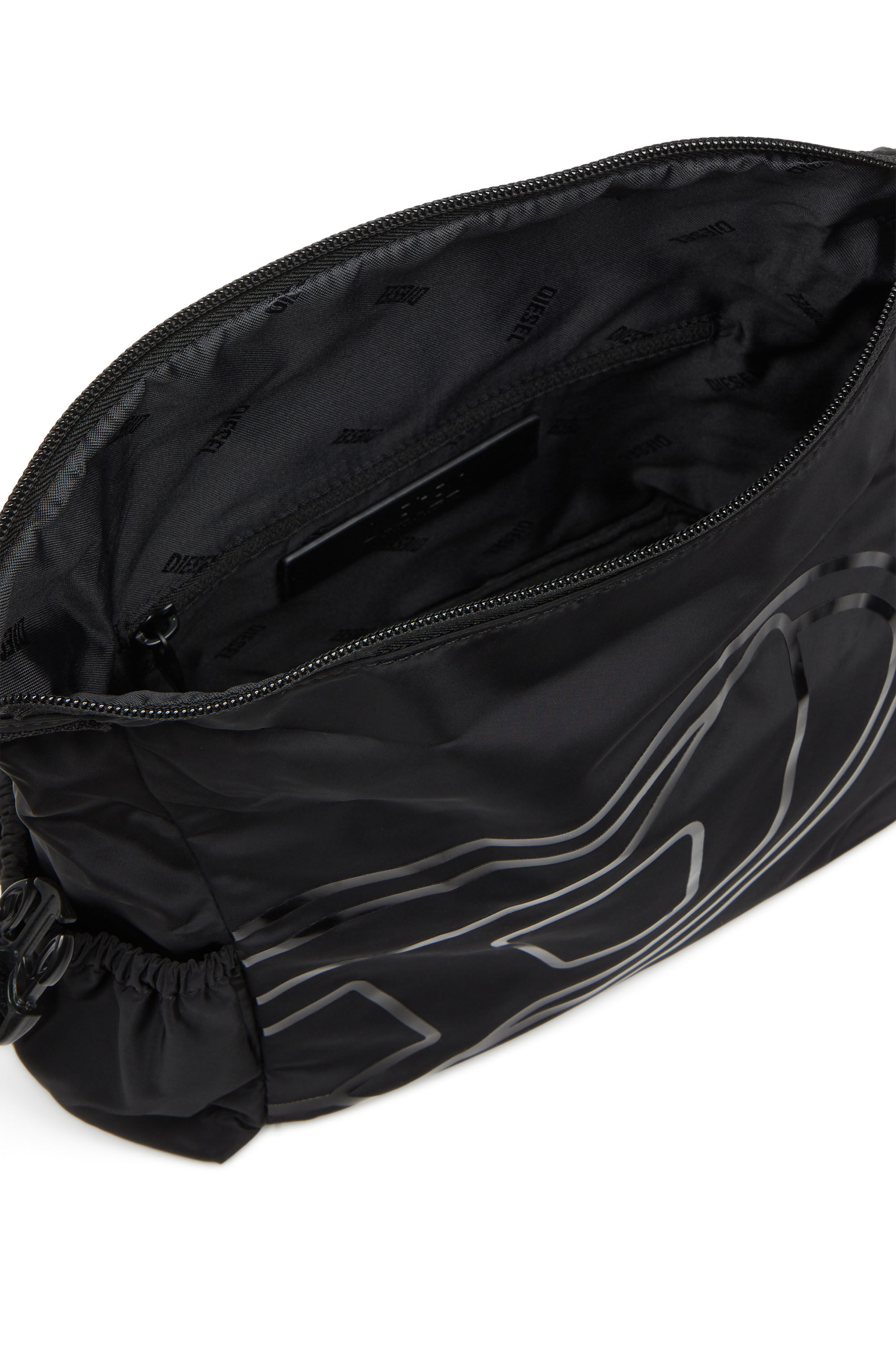 Diesel - DRAPE WASH BAG X, Trousse de toilette en nylon avec imprimé Oval D Homme in Noir - 2