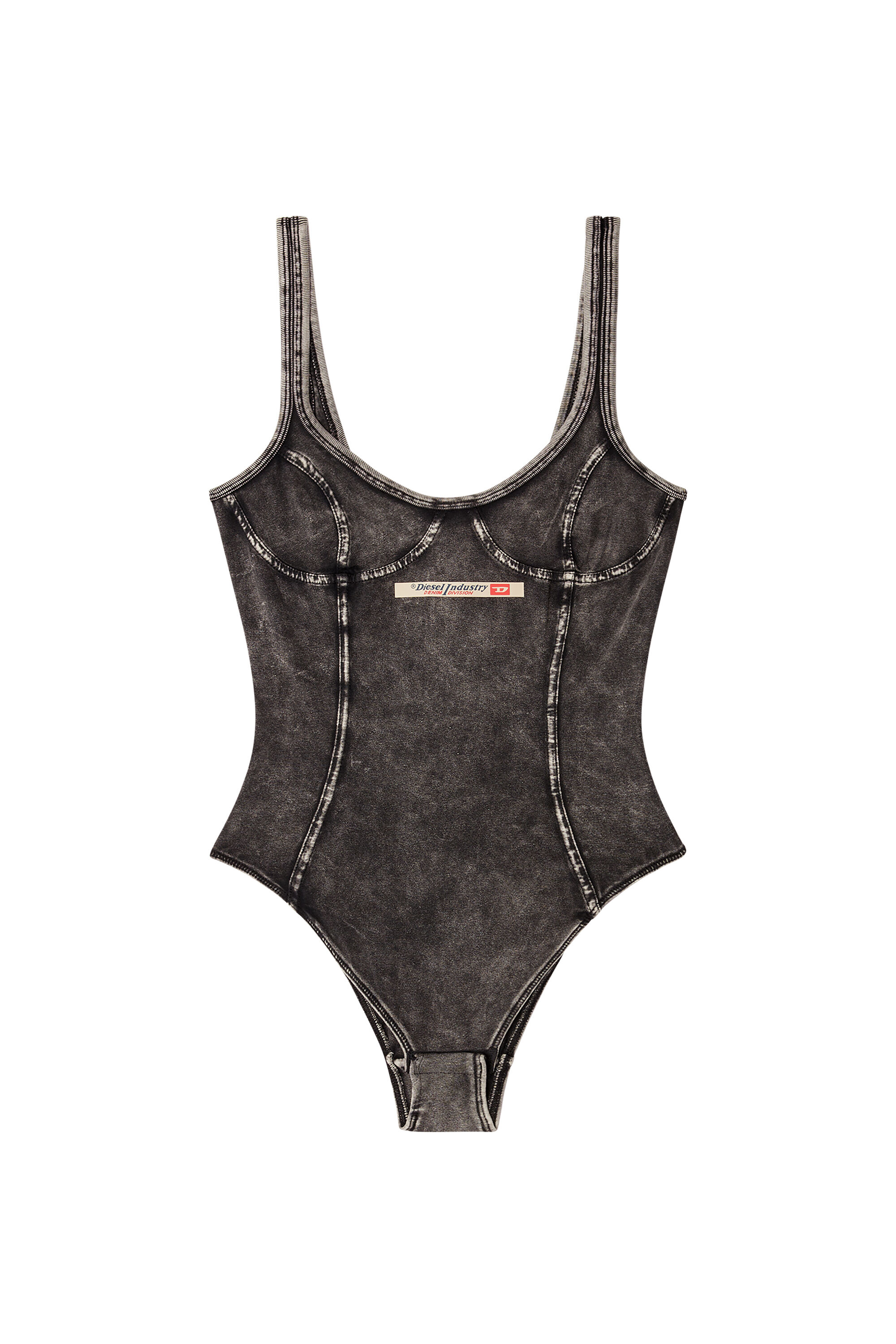Diesel - CAMI-DNM, Body en jersey effet denim Femme in Noir - 2
