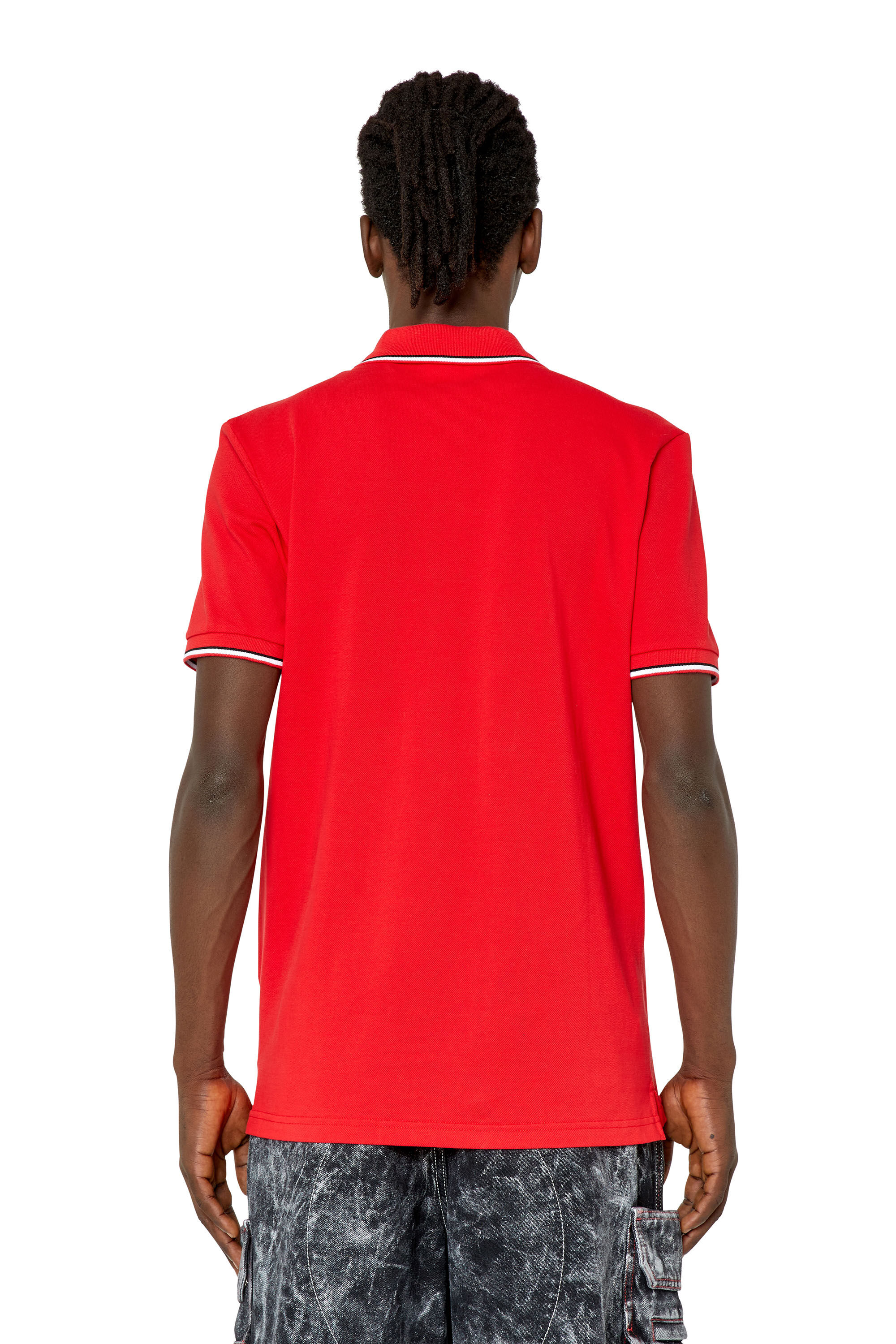 Diesel - T-SMITH-D, Man Polo shirt with striped trims in Red - Image 4