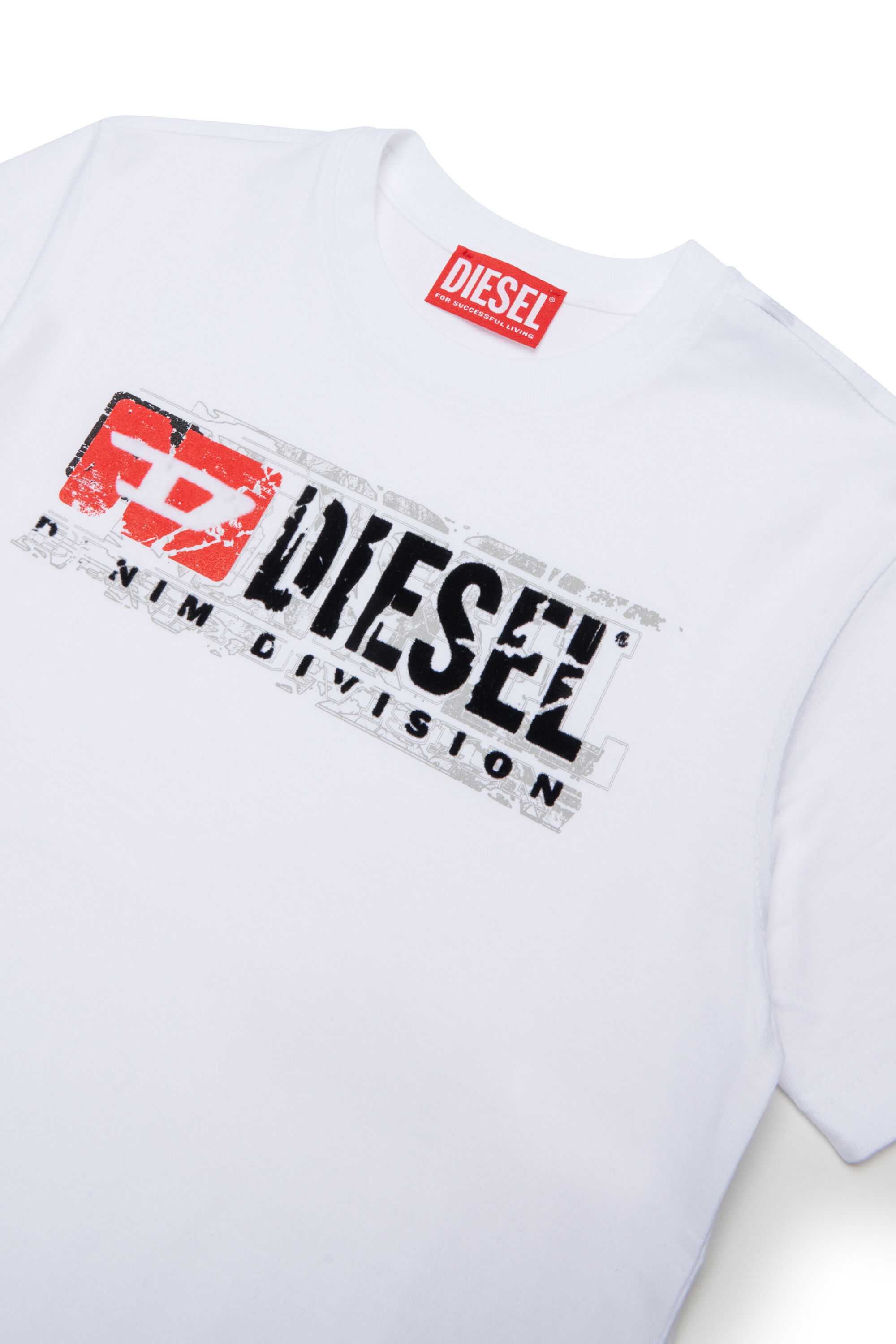 Diesel - TLOMIX, T-shirt avec logo effet distressed Homme in Blanc - 3
