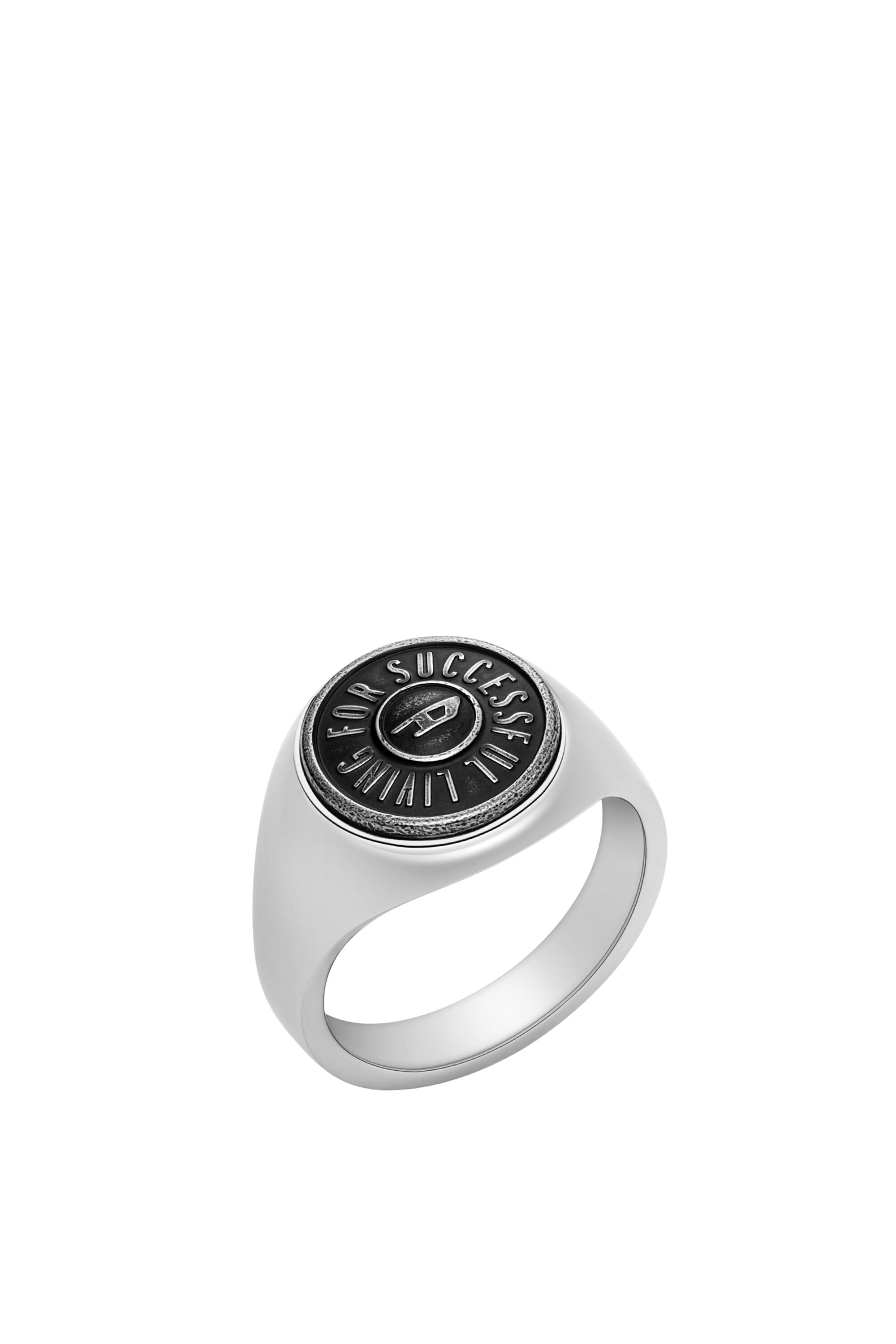 Bague en acier inoxydable Gris argente Noir Diesel