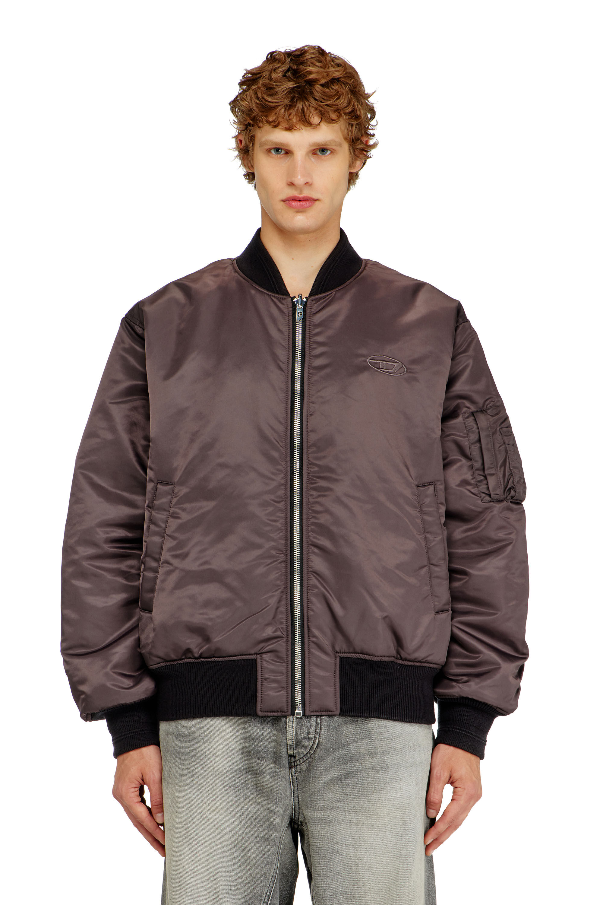 Diesel - W-TYPE-D1, Blouson aviateur rembourr&eacute; avec broderie Oval D Homme in Noir - 6
