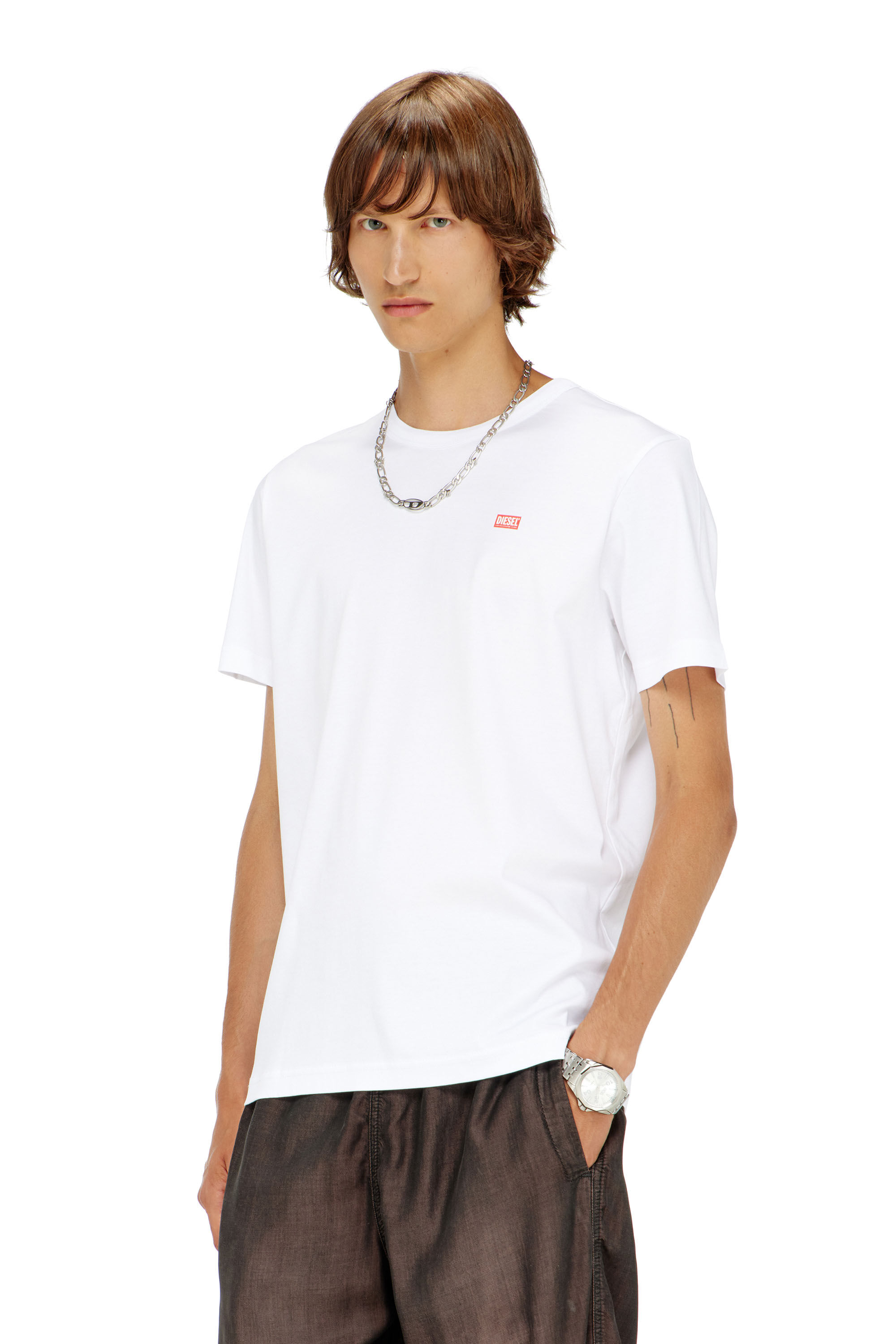 Diesel - T-MIEGOR-K77, T-shirt en coton merceris&eacute; Homme in Blanc - 3