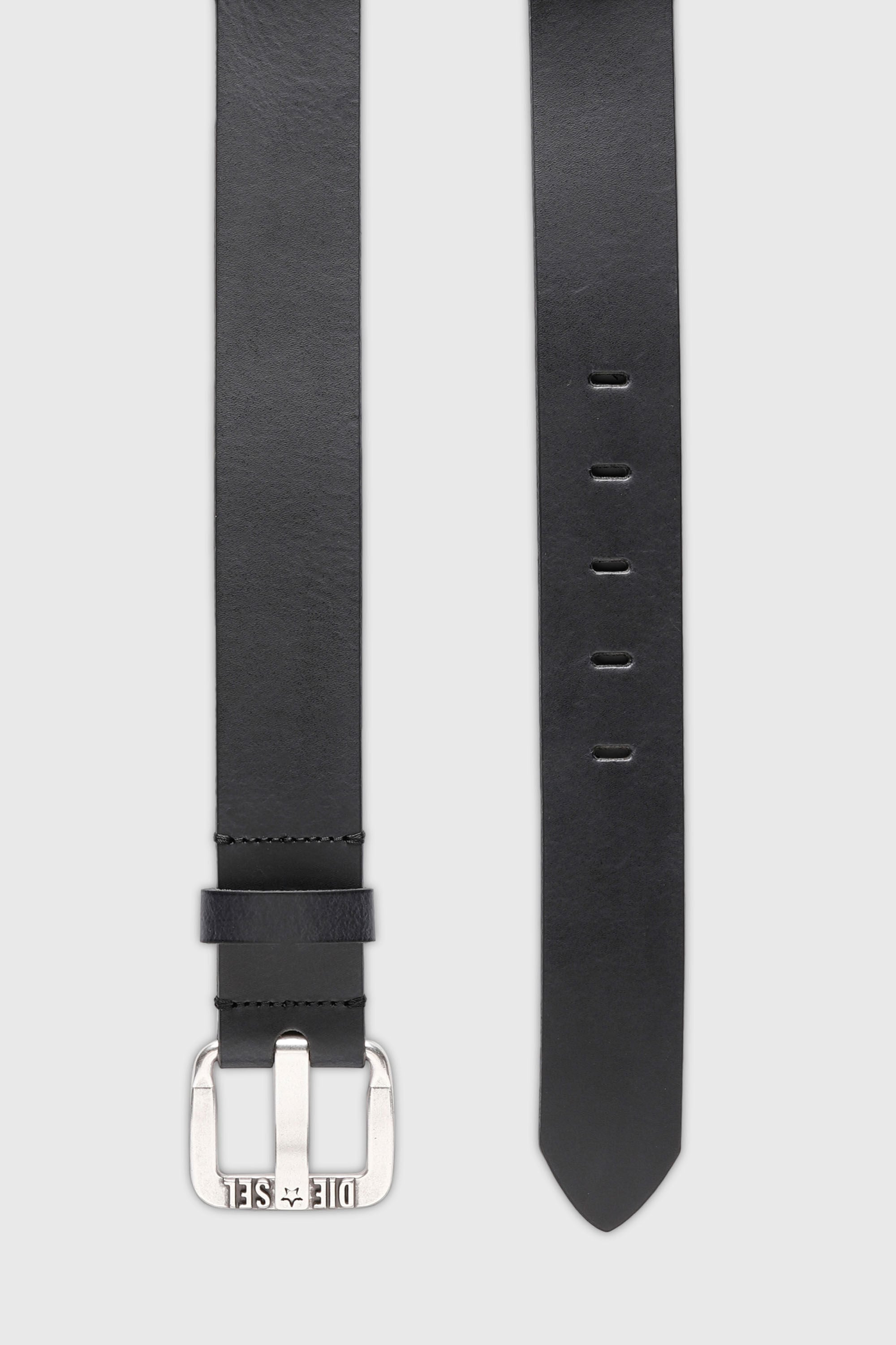 Diesel - B-STAR II, Ceinture 3.9 cm en cuir avec boucle logo &eacute;toile en m&eacute;tal Homme in Noir - 3