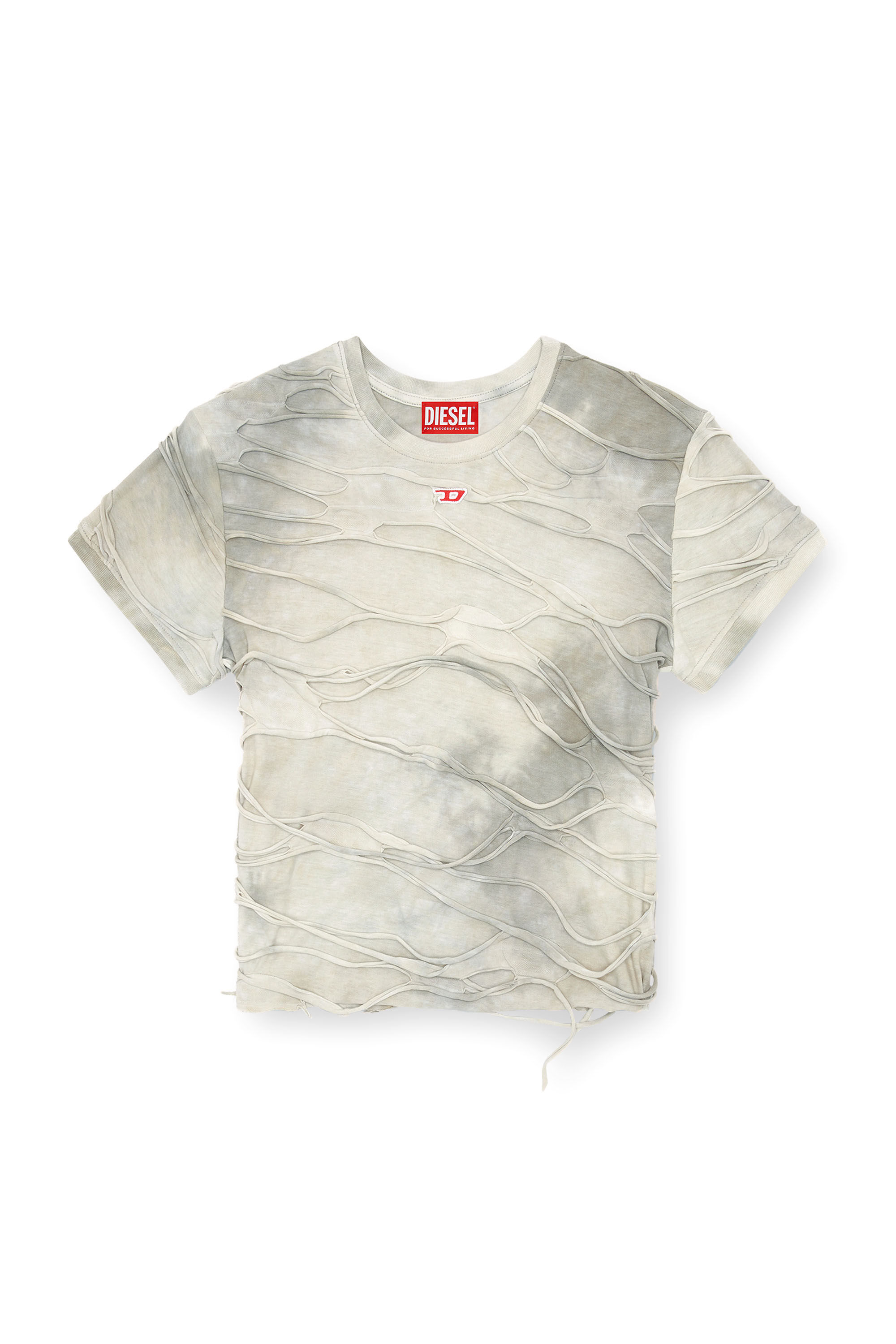 Diesel - T-UNCUTIE-LONG-P1, Femme T-shirt avec fils flottants in Gris - Image 2