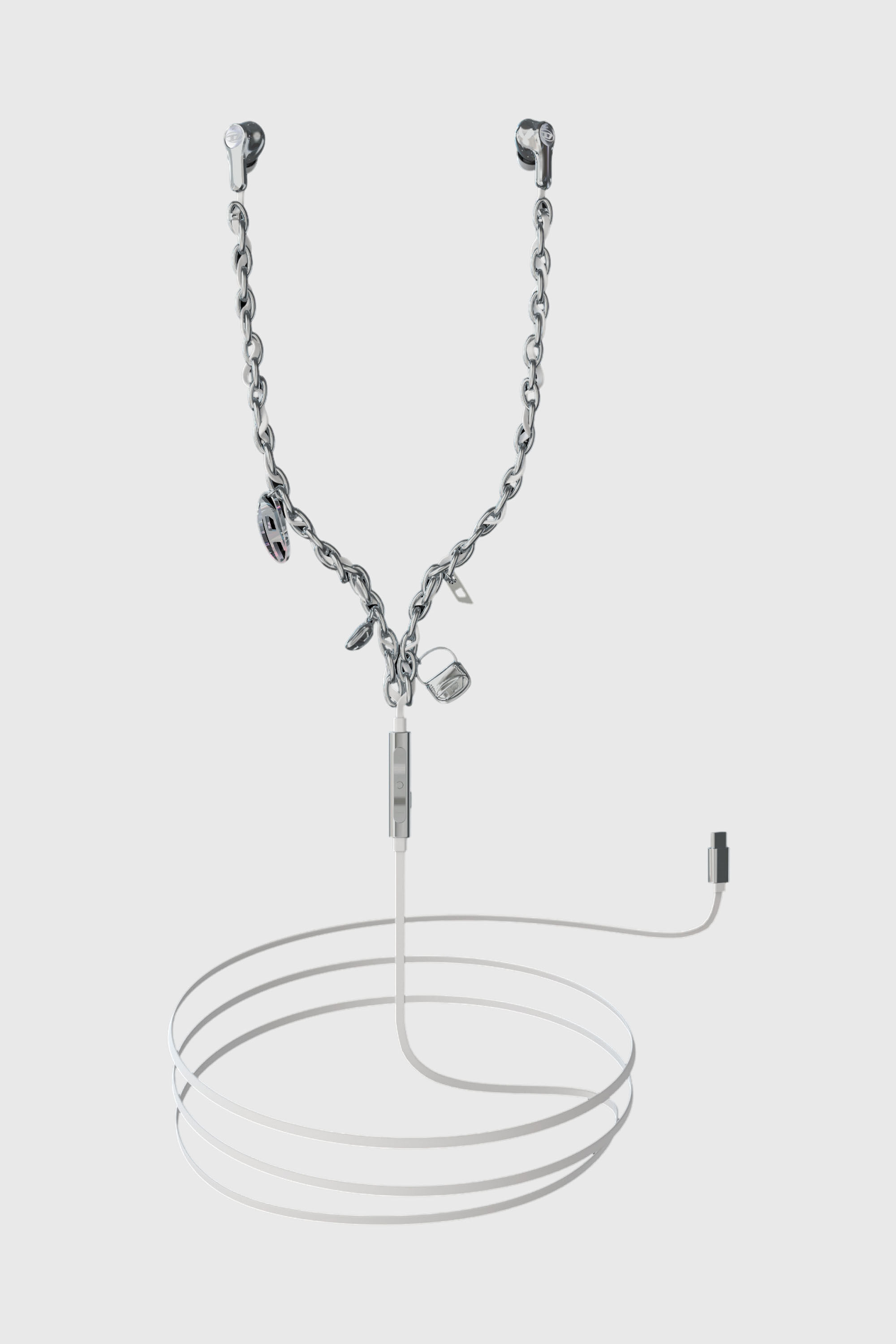 Diesel - 60458  WIRED EARBUDS WIRED EARBUDS, &Eacute;couteurs filaires et charms Mixte in Gris argent&eacute; - 1