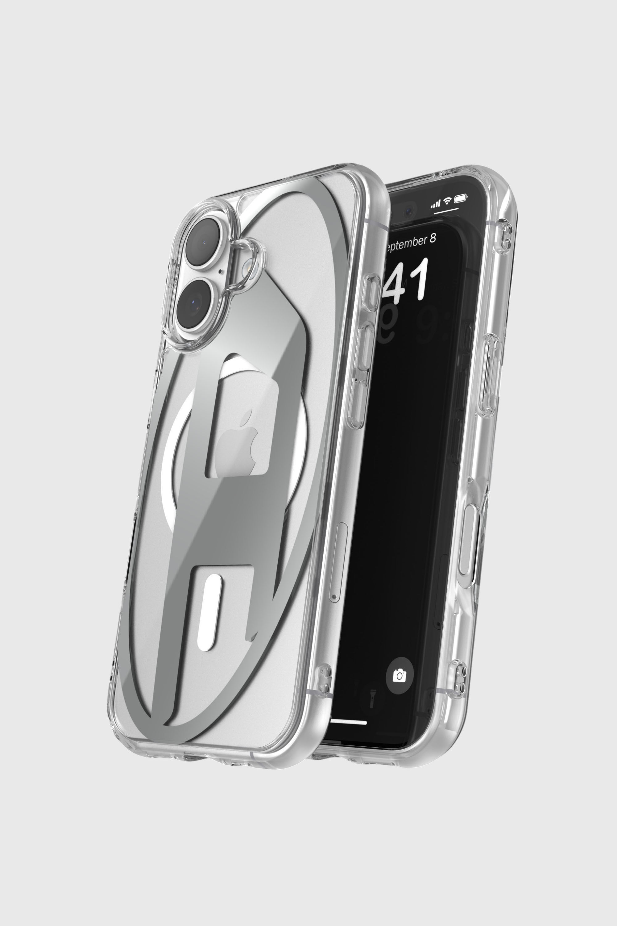 Diesel - 60411 AOP CASE, &Eacute;tui Oval D Metallic avec Magsafe pour iPhone 17 argent Mixte in Gris - 4