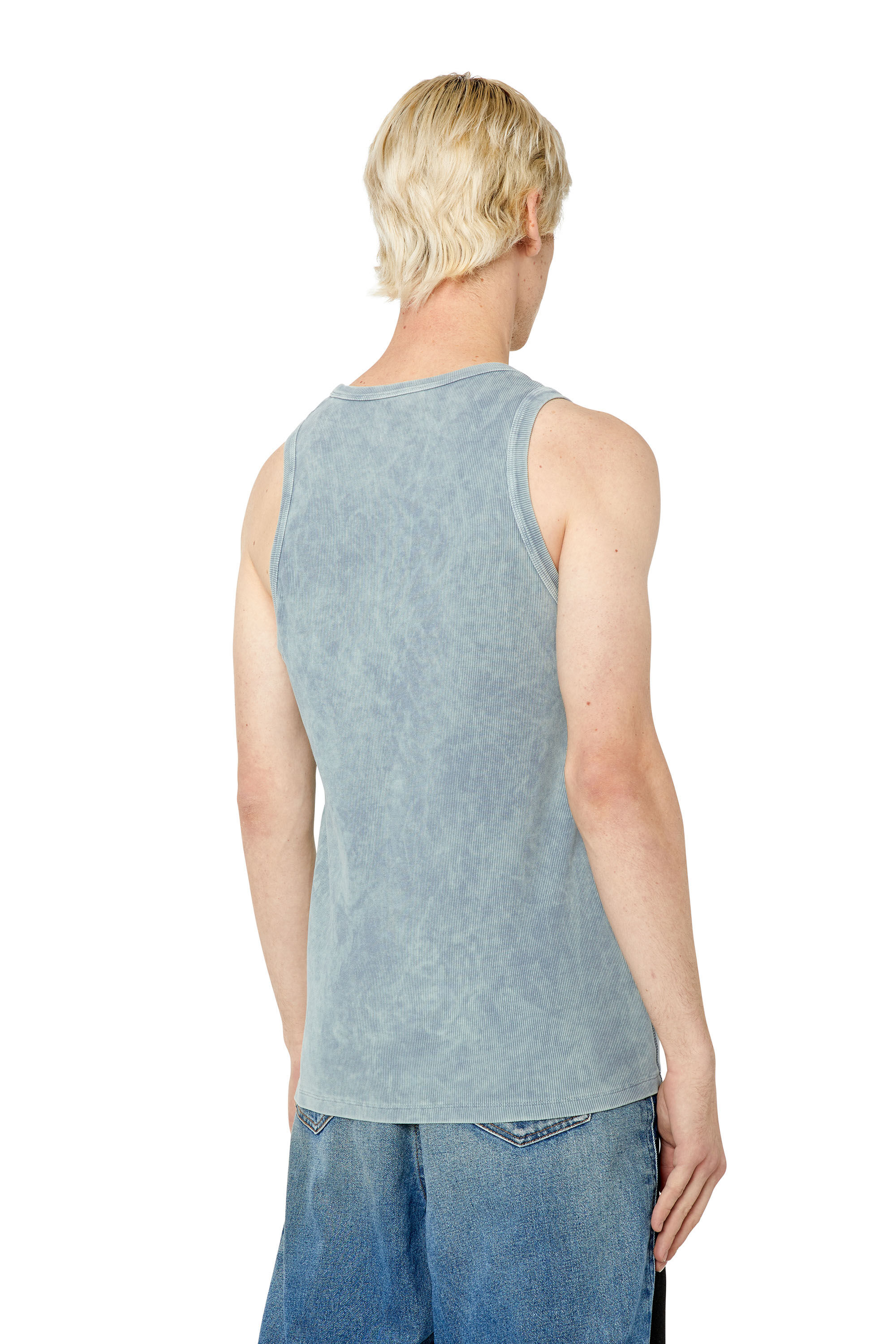Diesel - T-WISTY-G1, Débardeur délavé à l'acide avec empiècement à logo Homme in Gris - 4