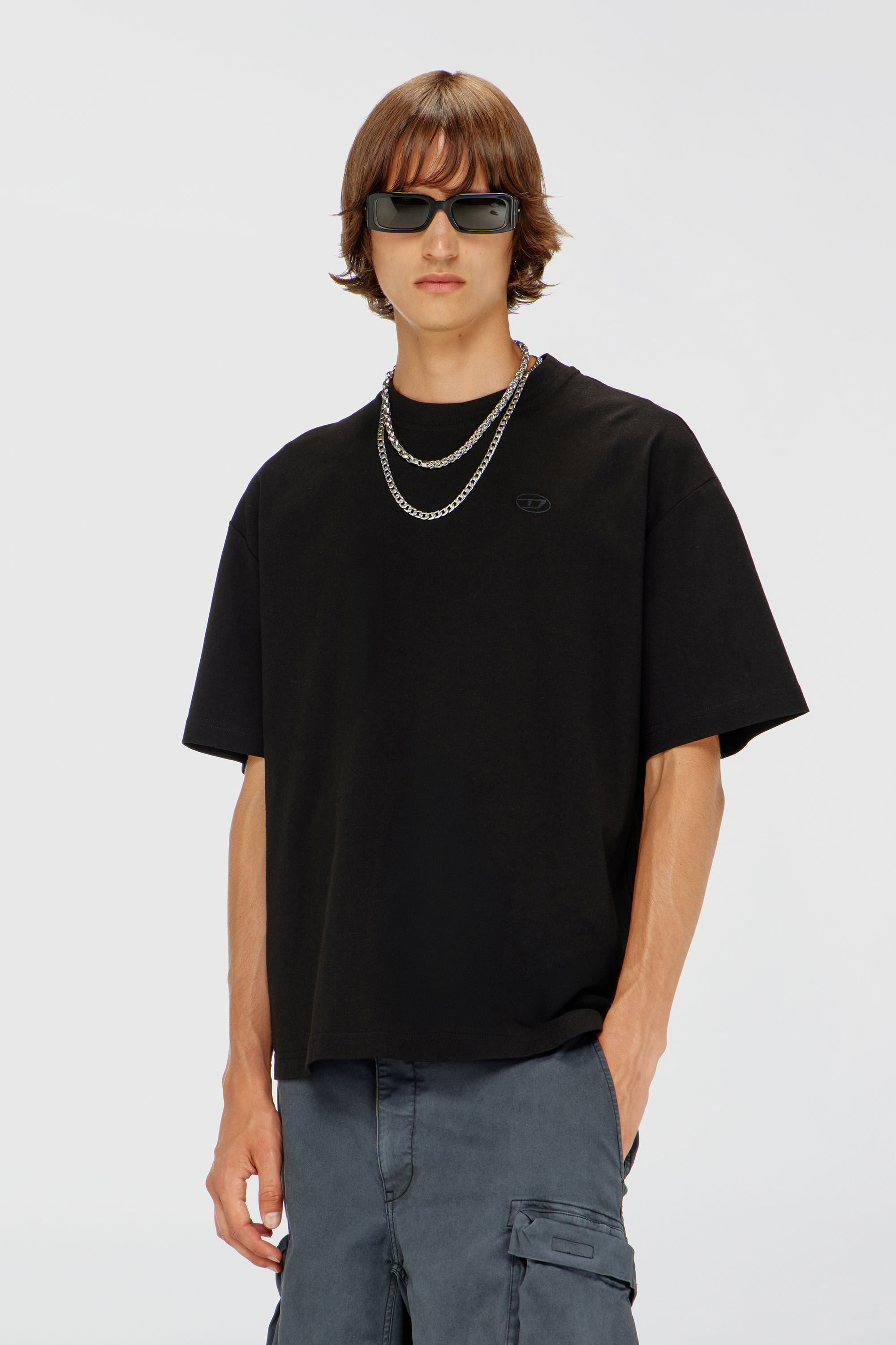 Diesel - T-BOGGY-MEGOVAL-D, T-shirt avec maxi oval D brod&eacute; Homme in Noir - 3