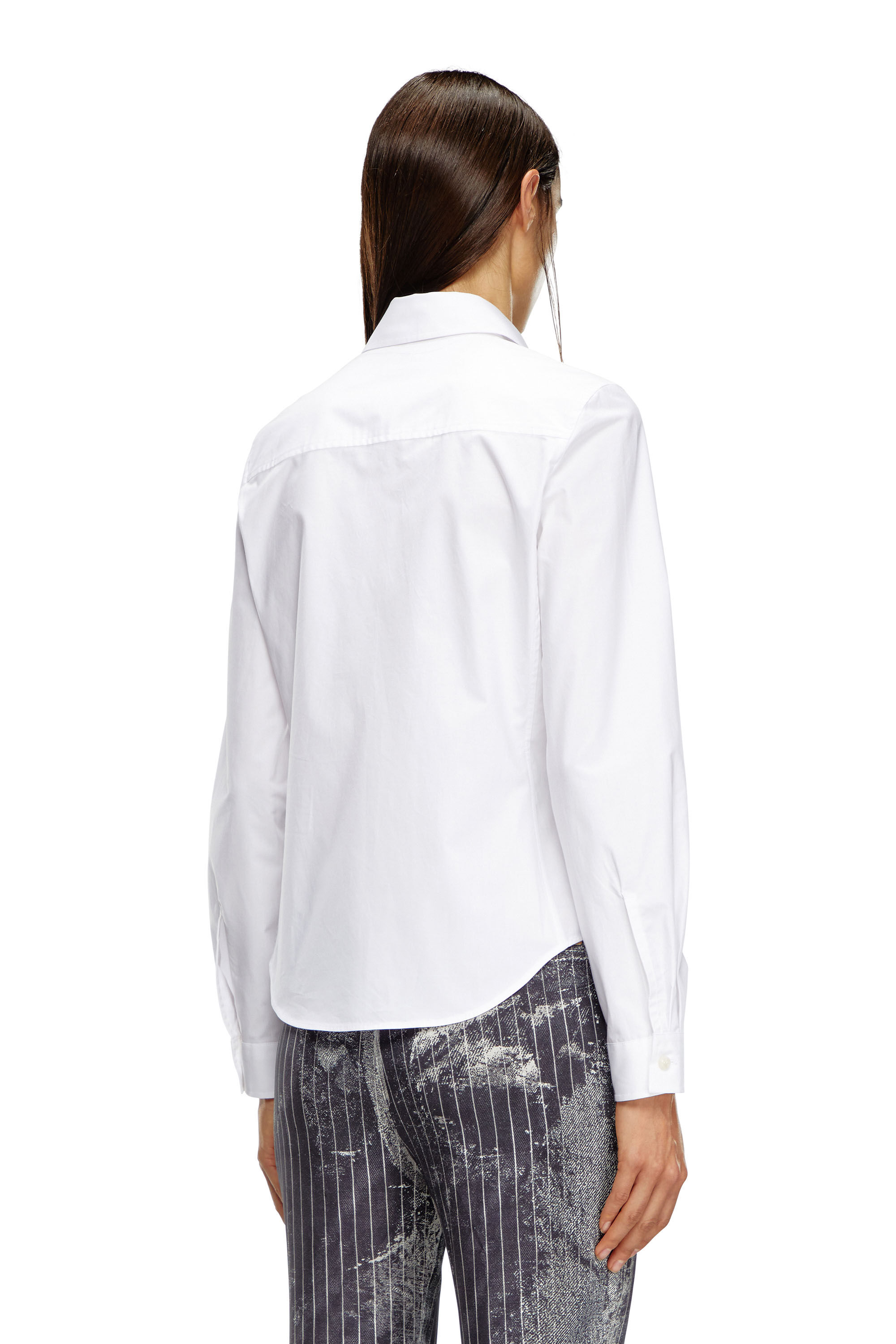 Diesel - C-GISEL-P1, Femme Chemise avec col à logo brodé in Blanc - Image 4
