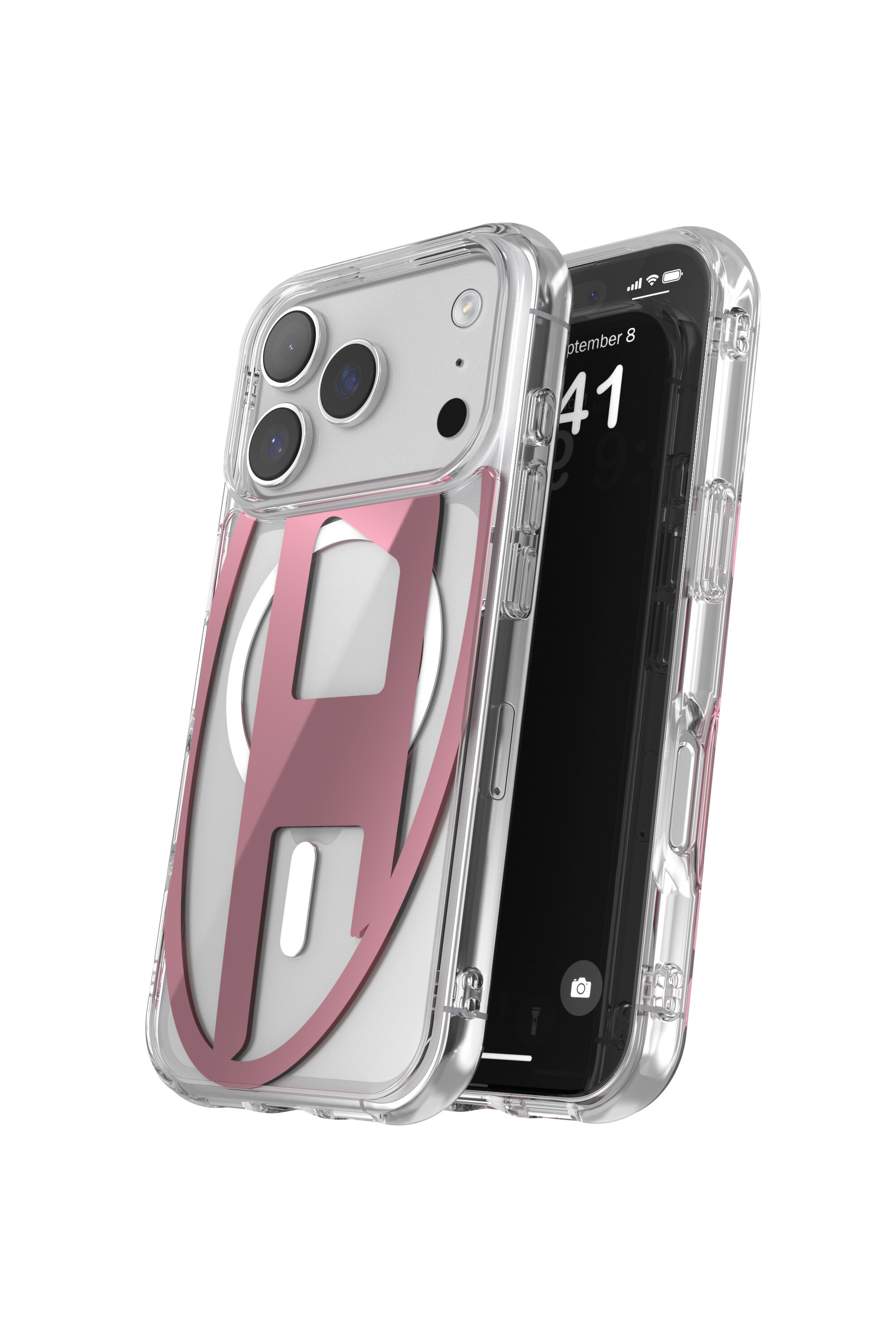 Diesel - 60421 AOP CASE, &Eacute;tui m&eacute;tallique Oval D avec Magsafe pour iPhone 17 Pro Mixte in Rose - 3