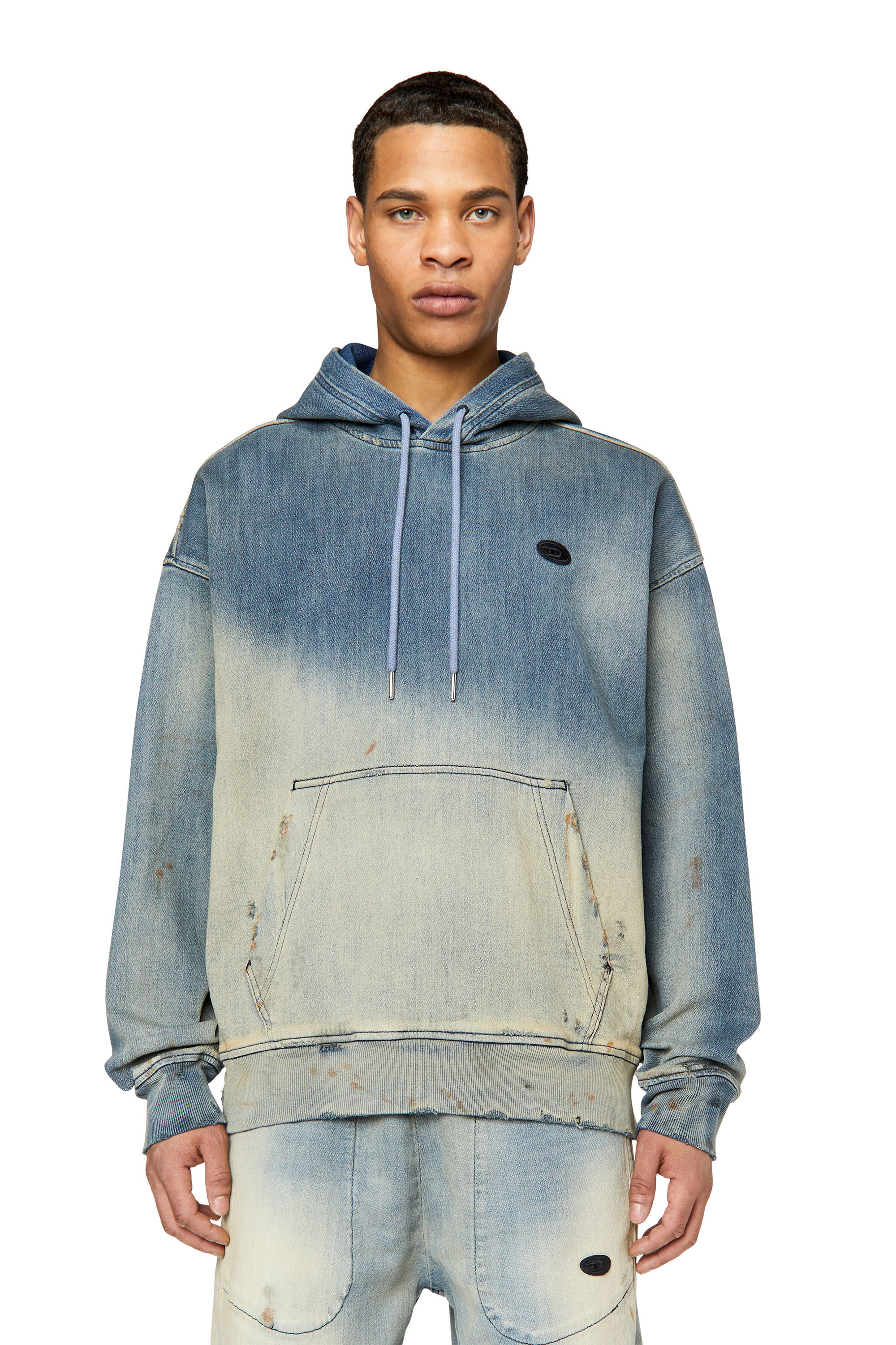 Diesel - D-UM-RIB D-UM-RIB TRACK DENIM HOODIE, Bleu Clair - Image 3