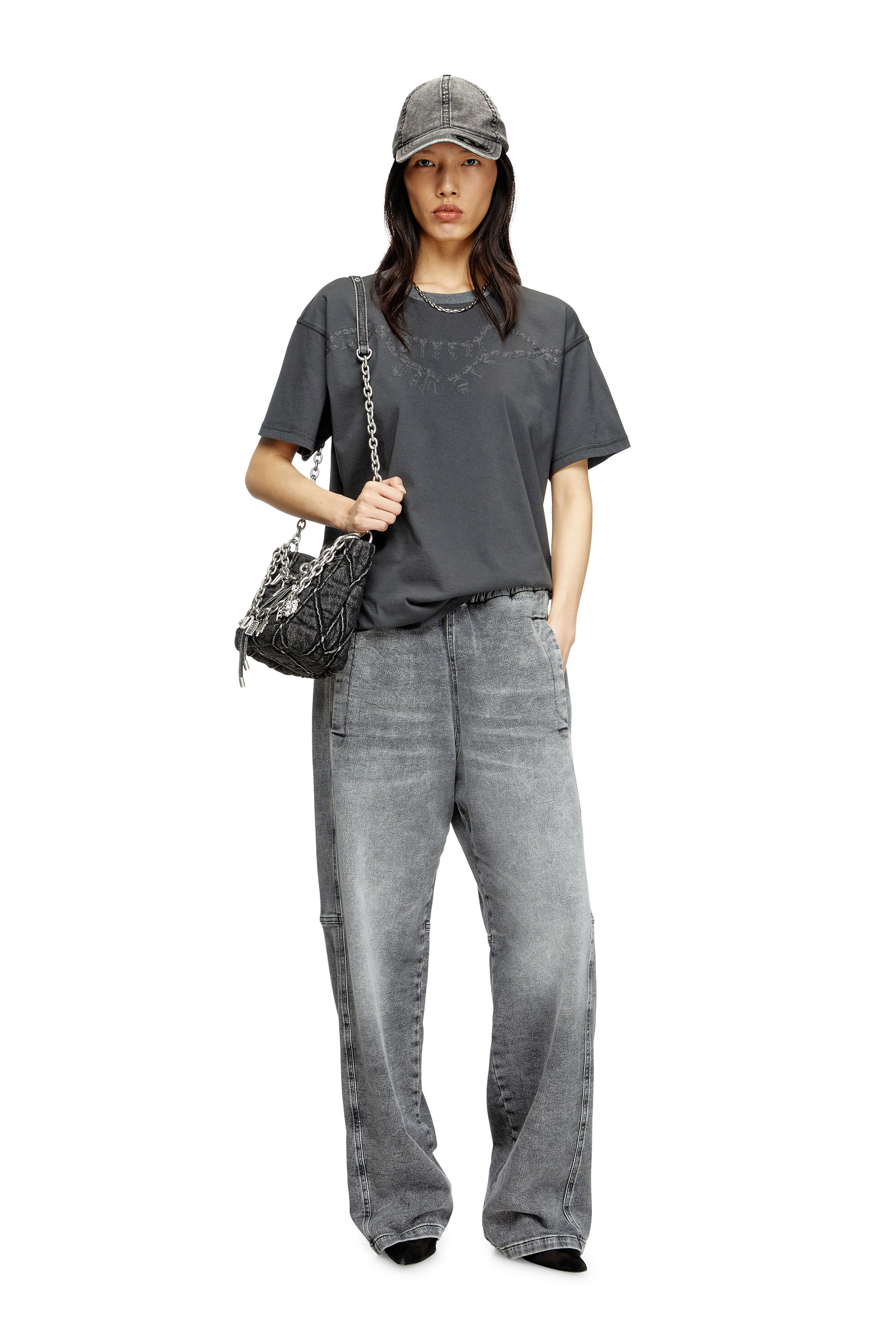 Diesel - T-NORM-HOSHI, T-shirt avec imprimé collier à breloques Mixte in Gris - 6